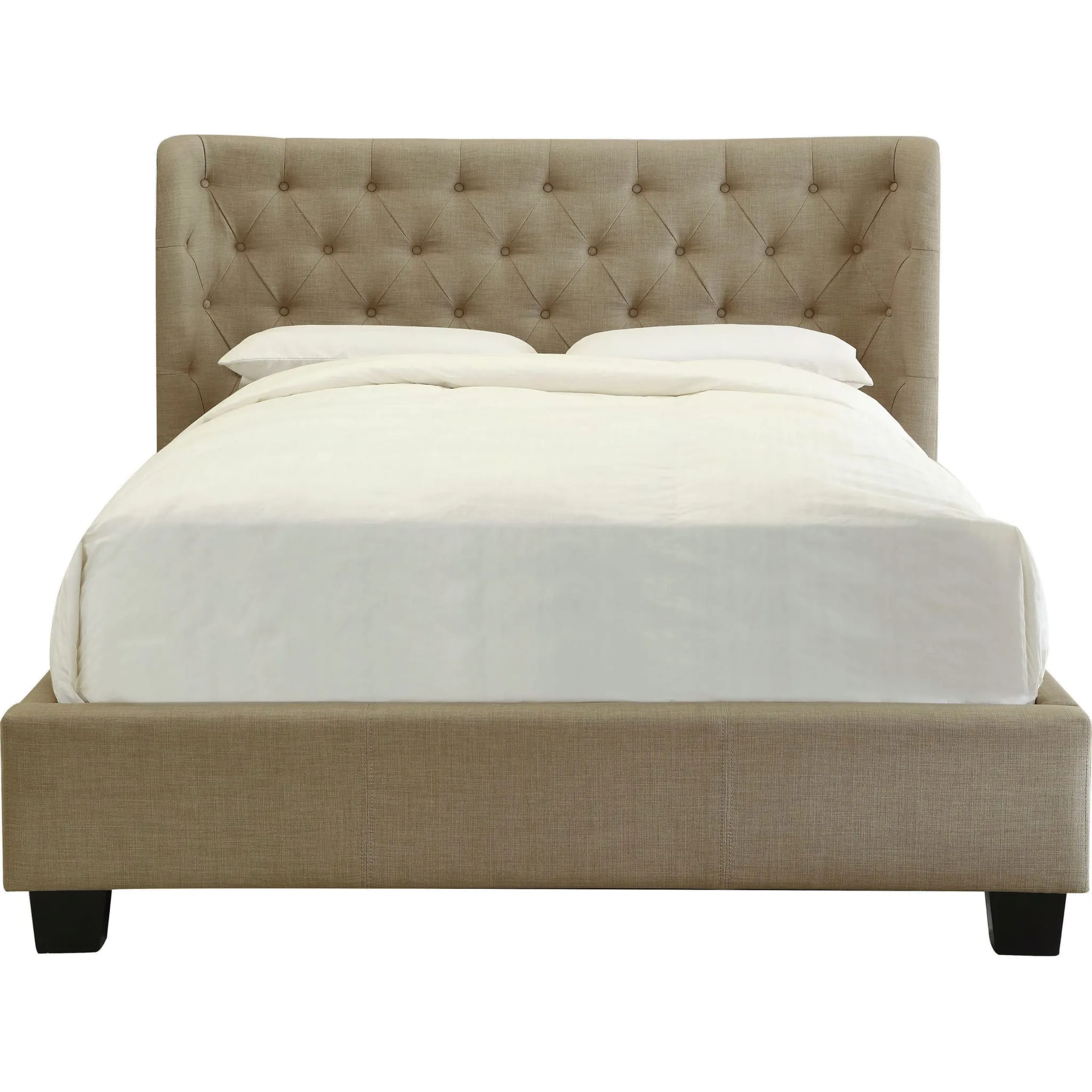Levi Tufted Platform Bed in Toast Linen Modus