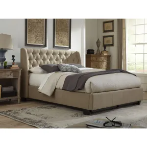 Levi Tufted Platform Bed in Toast Linen Modus