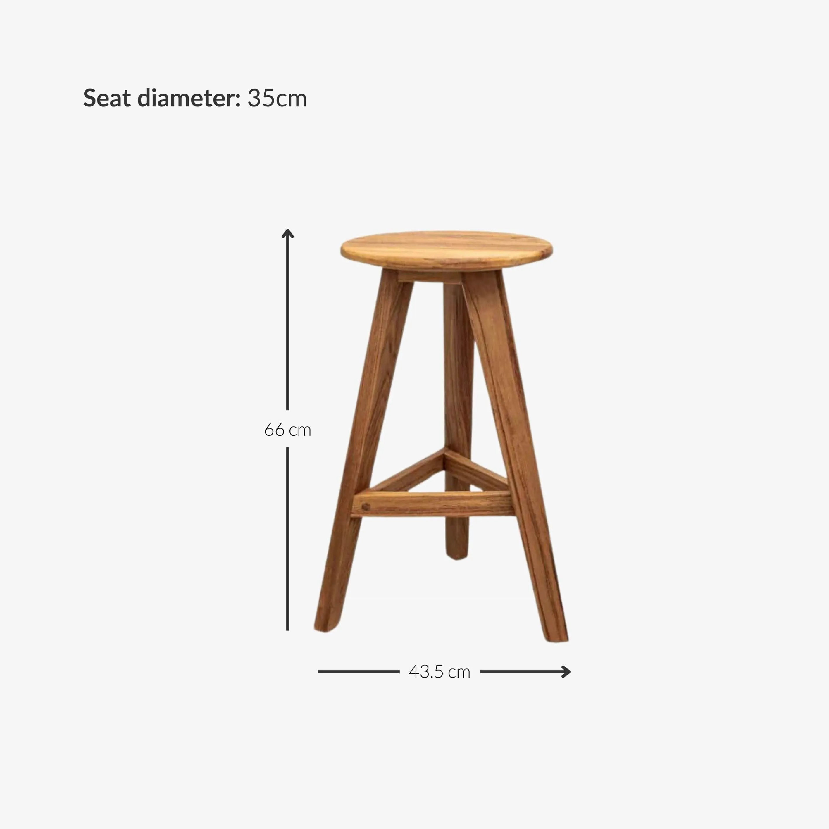 Lido Teak Bar Stool | 35x66cm Zoco Home