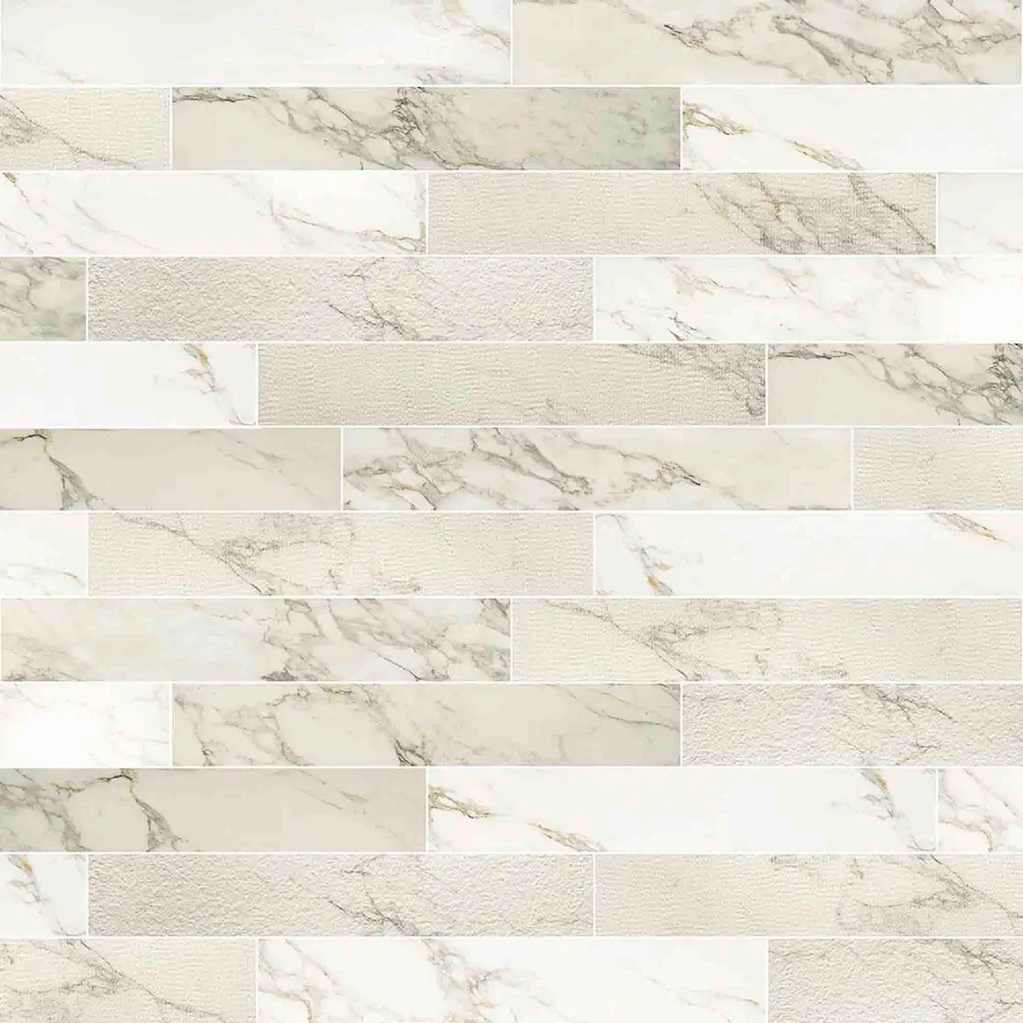 Marble Experience Calacatta Gold Listello Mix Porcelain Tile Set 20x120cm