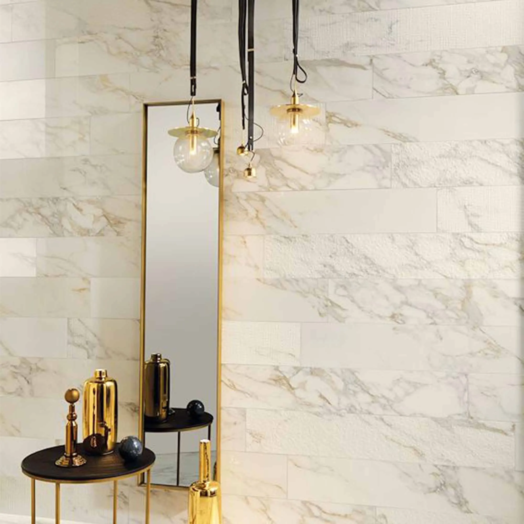 Marble Experience Calacatta Gold Listello Mix Porcelain Tile Set 20x120cm