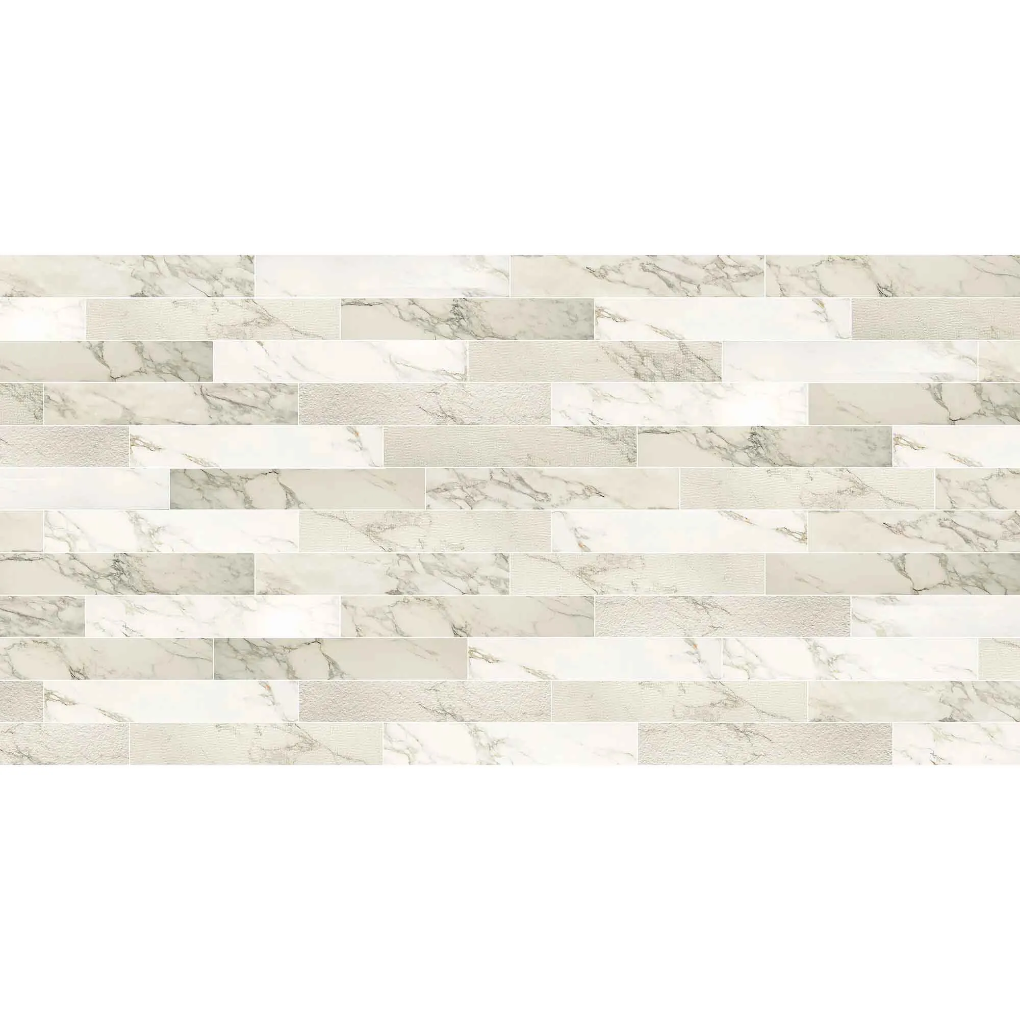 Marble Experience Calacatta Gold Listello Mix Porcelain Tile Set 20x120cm