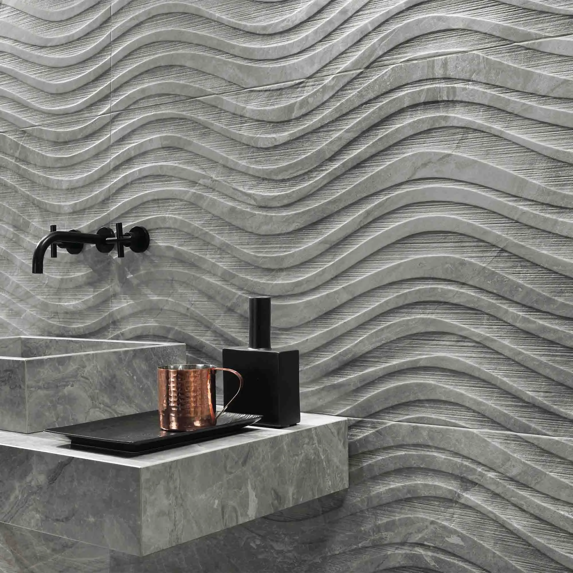 Marble Experience Orobico Grey 4D Decor Porcelain Tile 60x120cm Matt