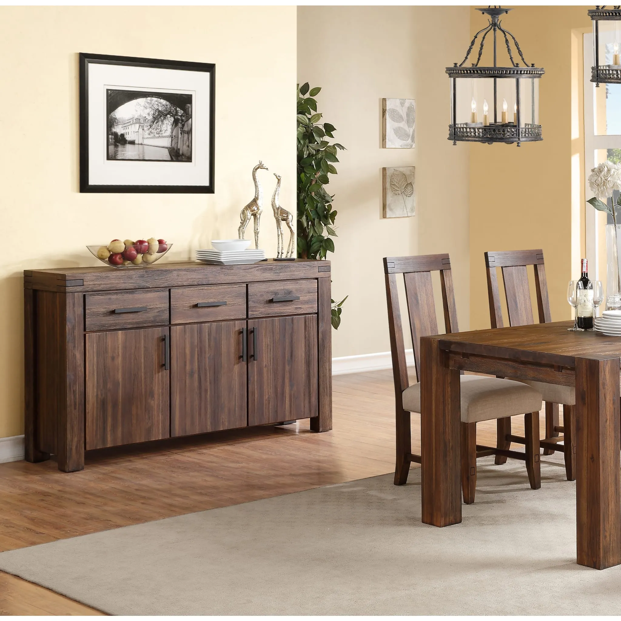 Meadow Three Drawer Three Door Solid Wood Sideboard in Brick Brown Modus