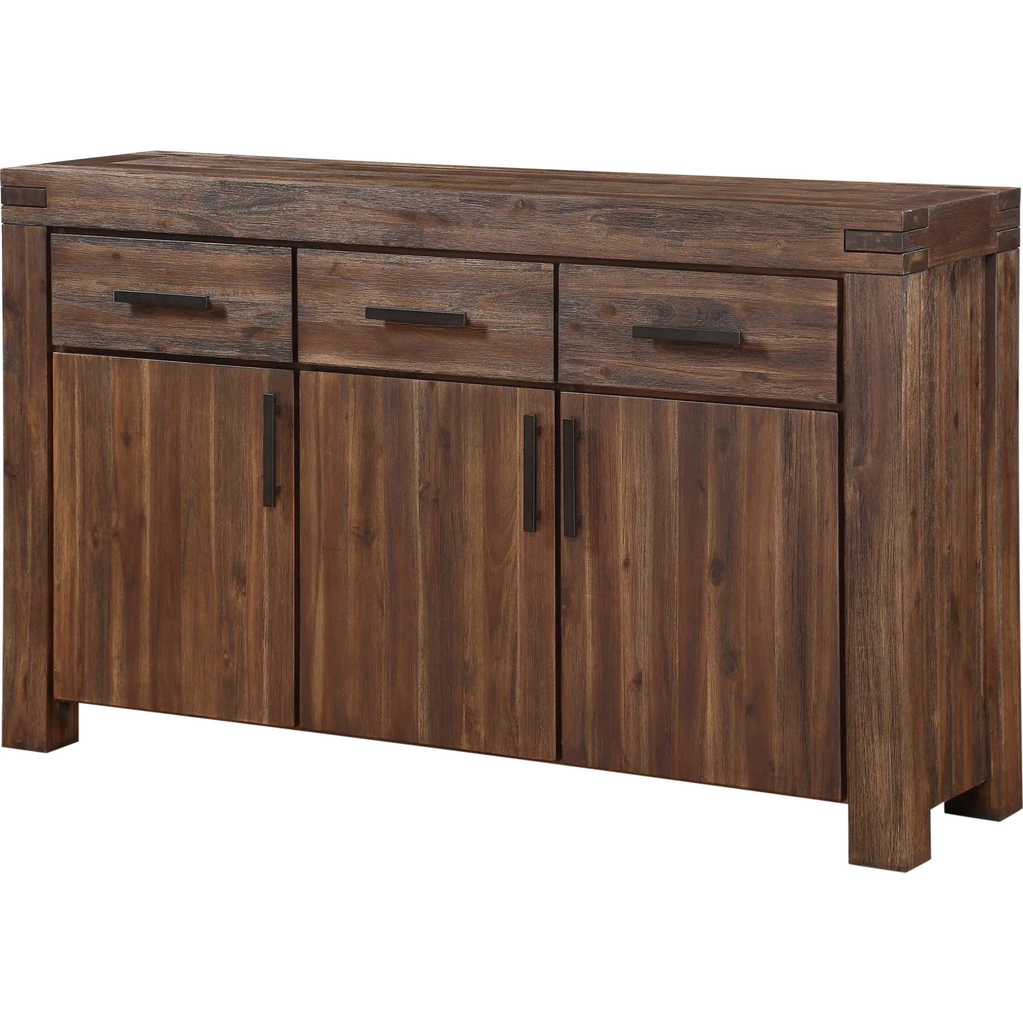 Meadow Three Drawer Three Door Solid Wood Sideboard in Brick Brown Modus