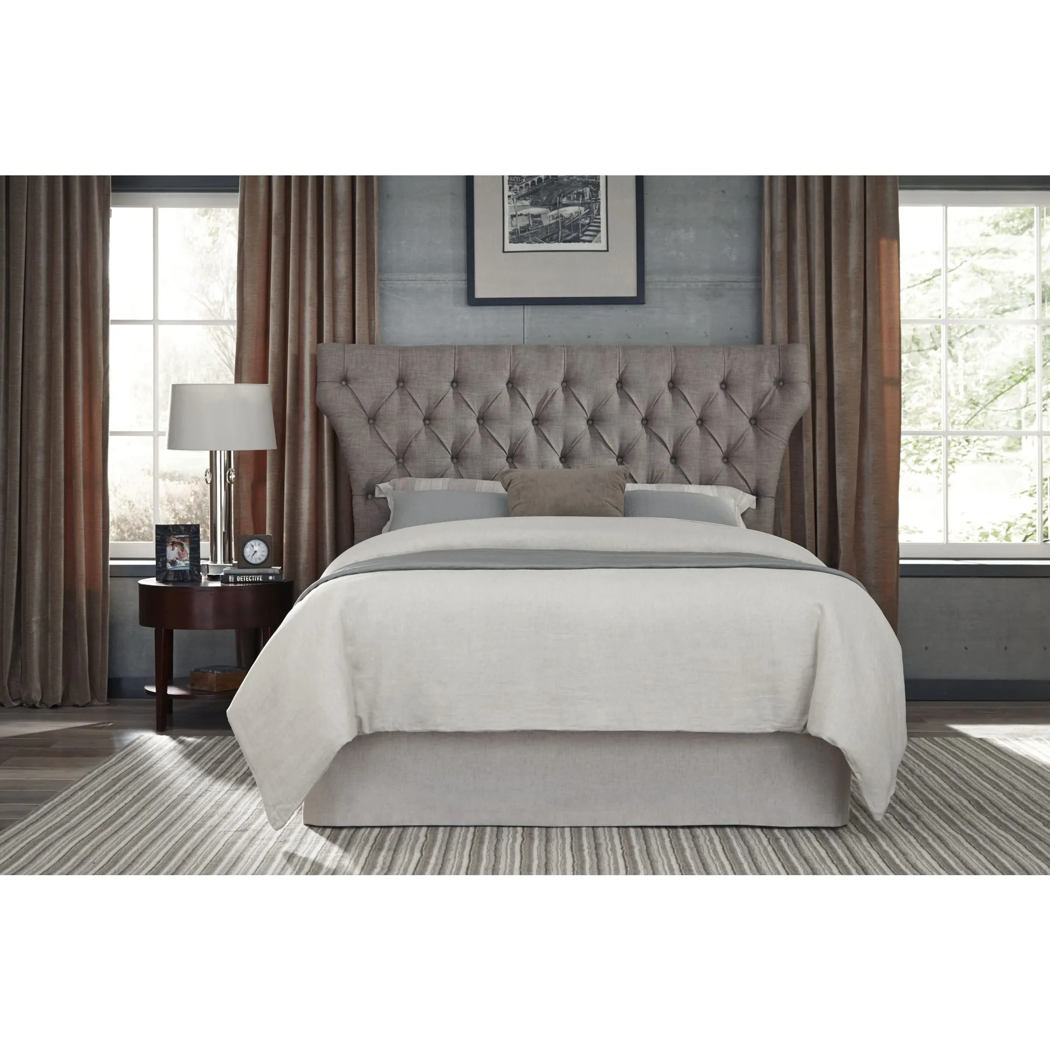 Melina Tufted Upholstered Headboard in Dolphin Linen Modus