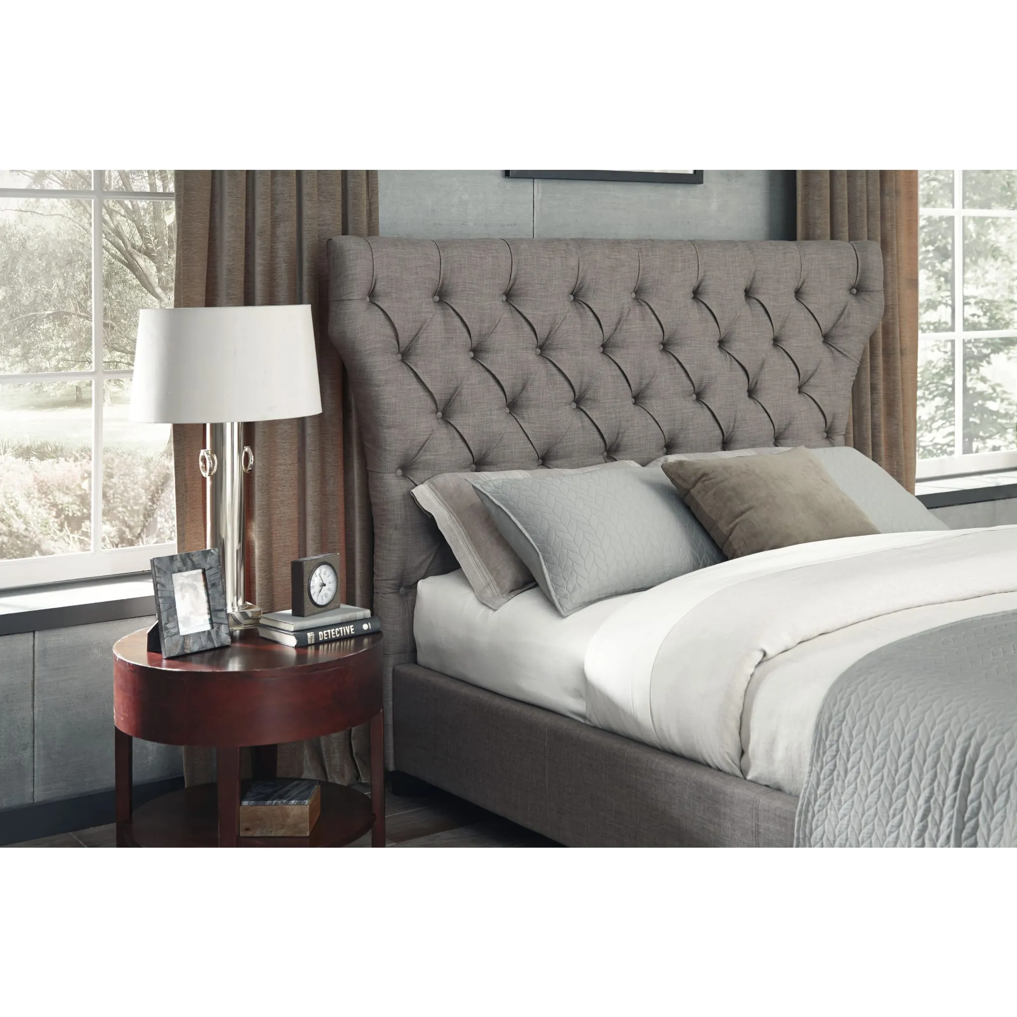 Melina Tufted Upholstered Headboard in Dolphin Linen Modus