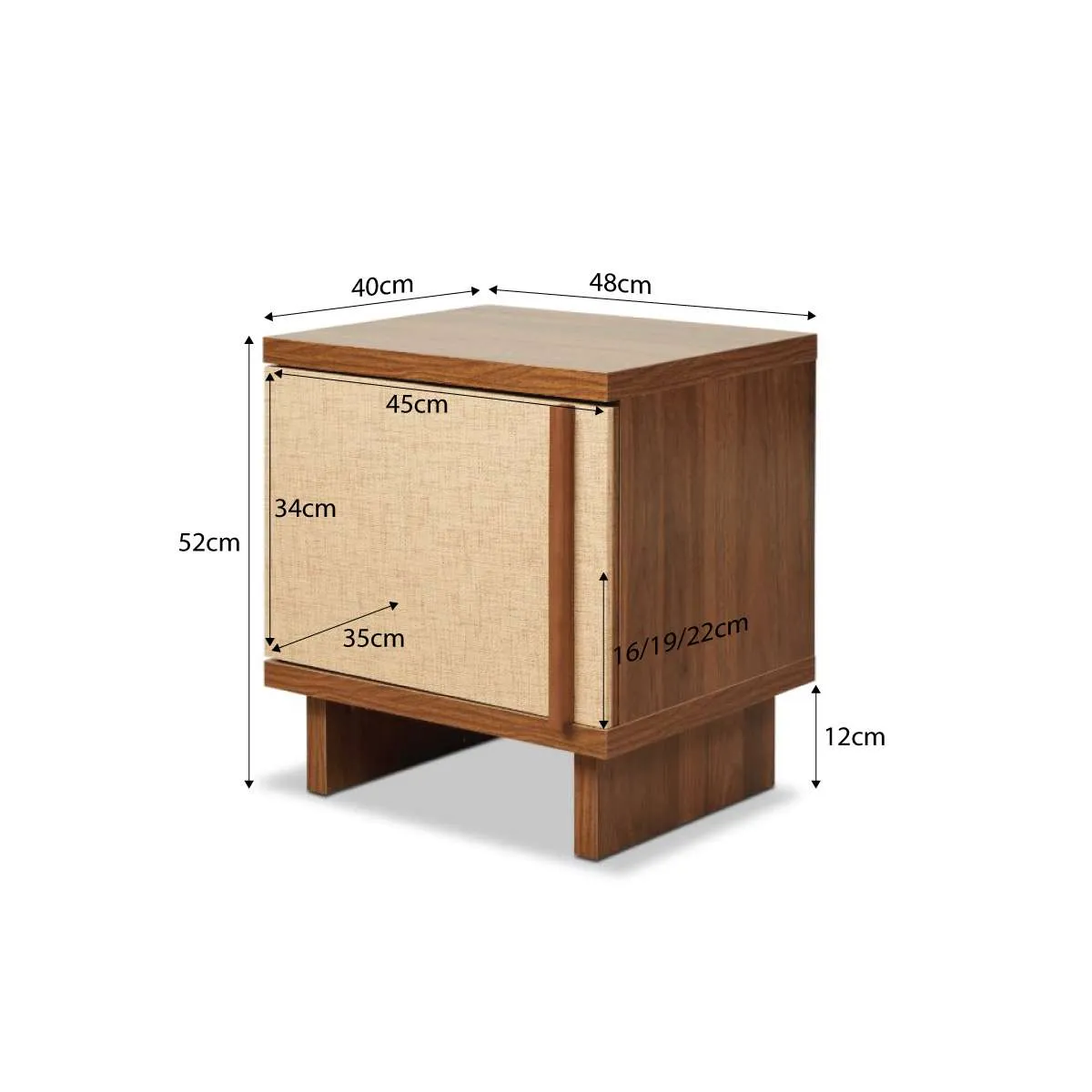Minato Textured Bedside Table - Walnut Mocka