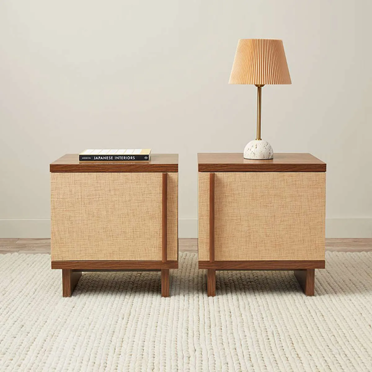 Minato Textured Bedside Table - Walnut Mocka