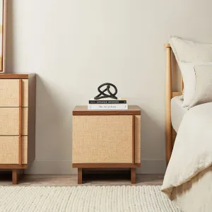 Minato Textured Bedside Table - Walnut Mocka