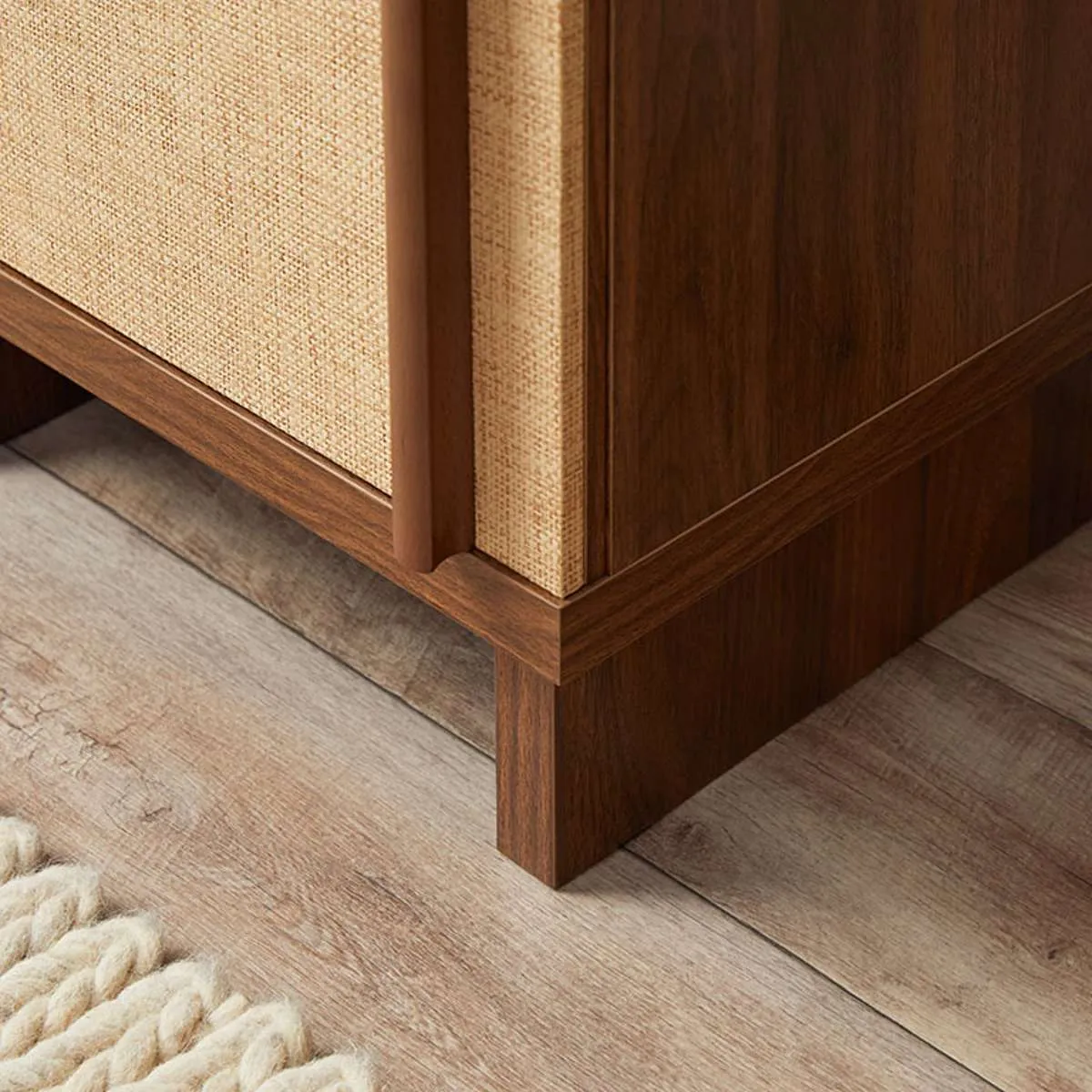 Minato Textured Bedside Table - Walnut Mocka