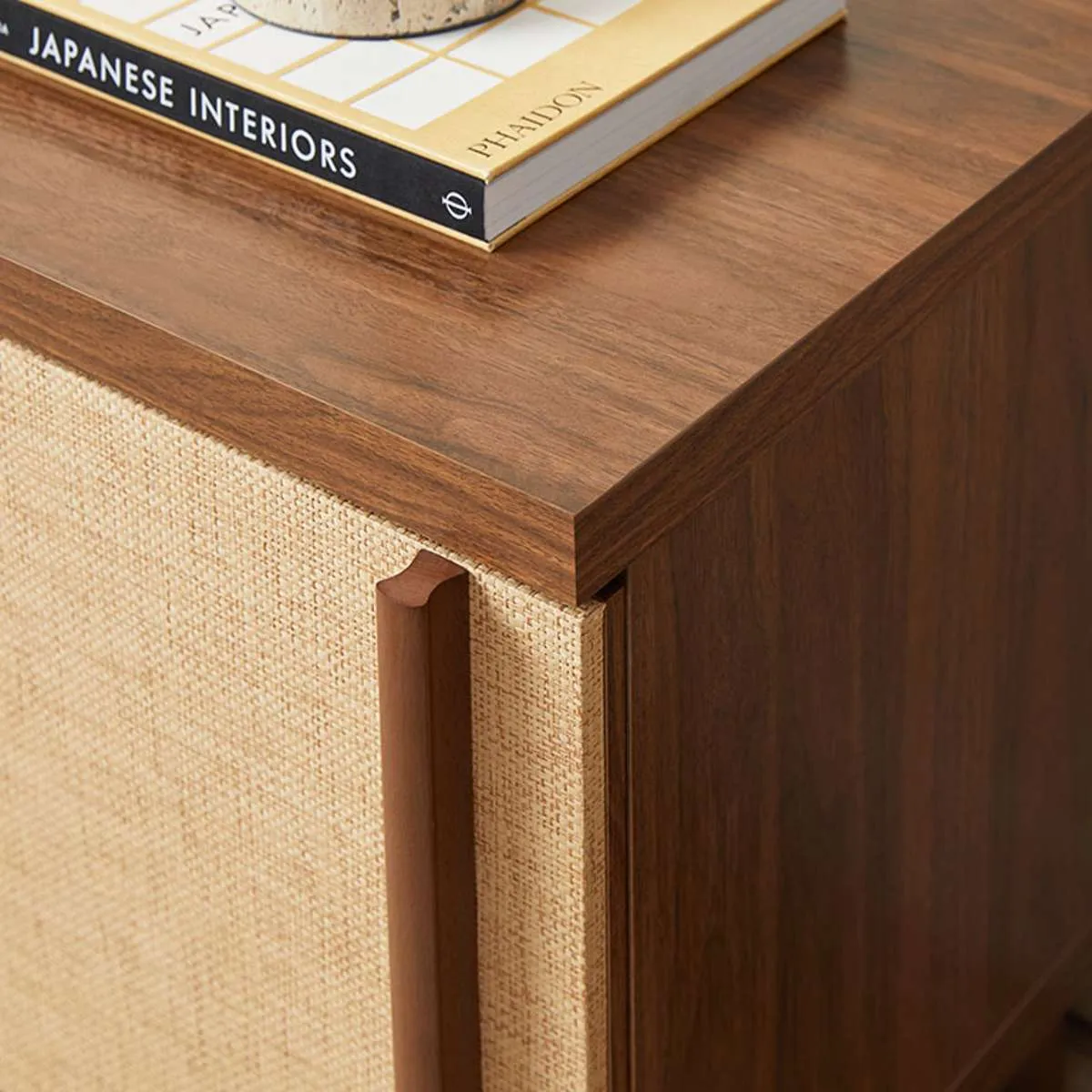 Minato Textured Bedside Table - Walnut Mocka