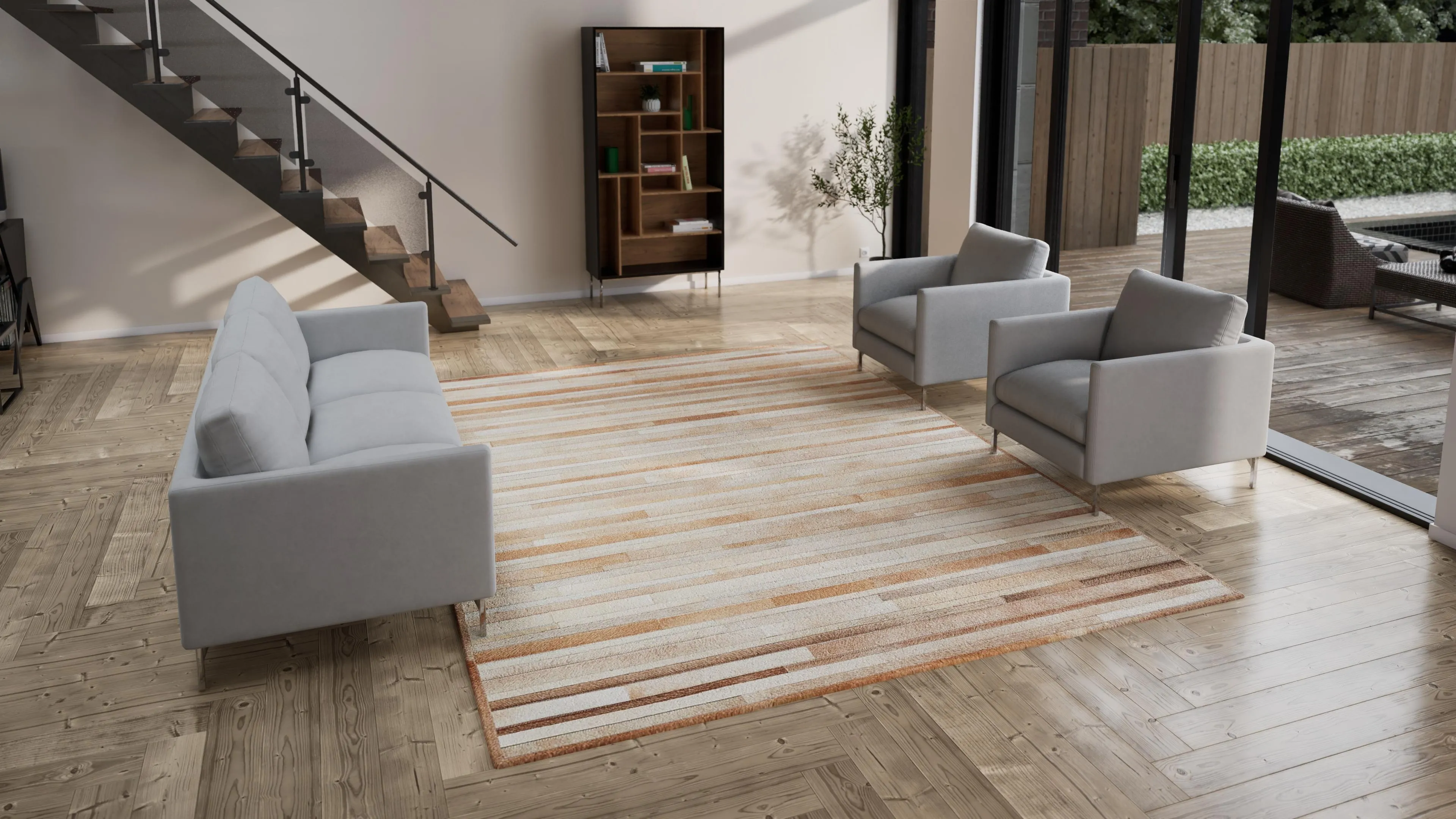 Modern Handwoven Hide Rug - 9' x 12'
