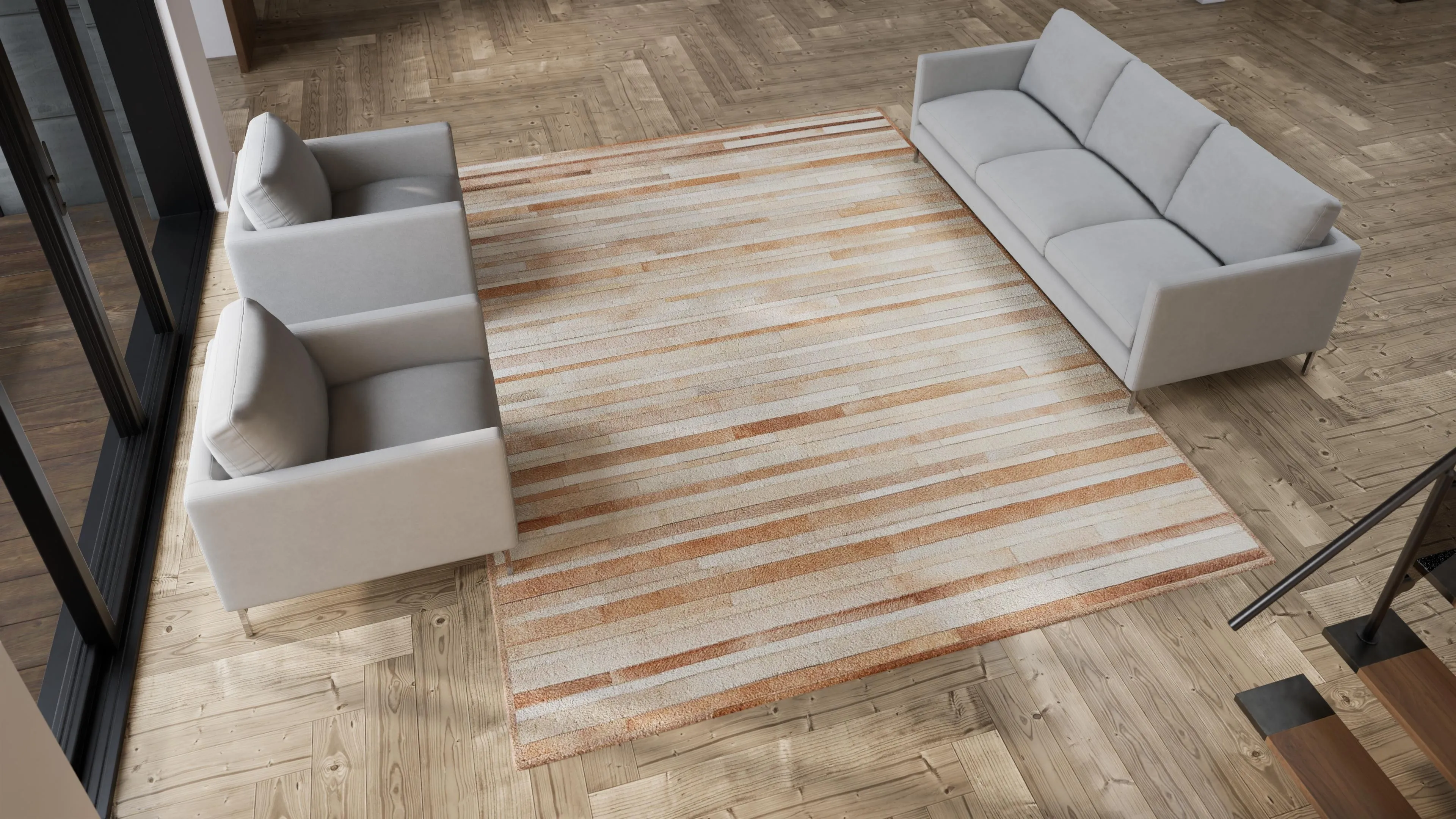 Modern Handwoven Hide Rug - 9' x 12'