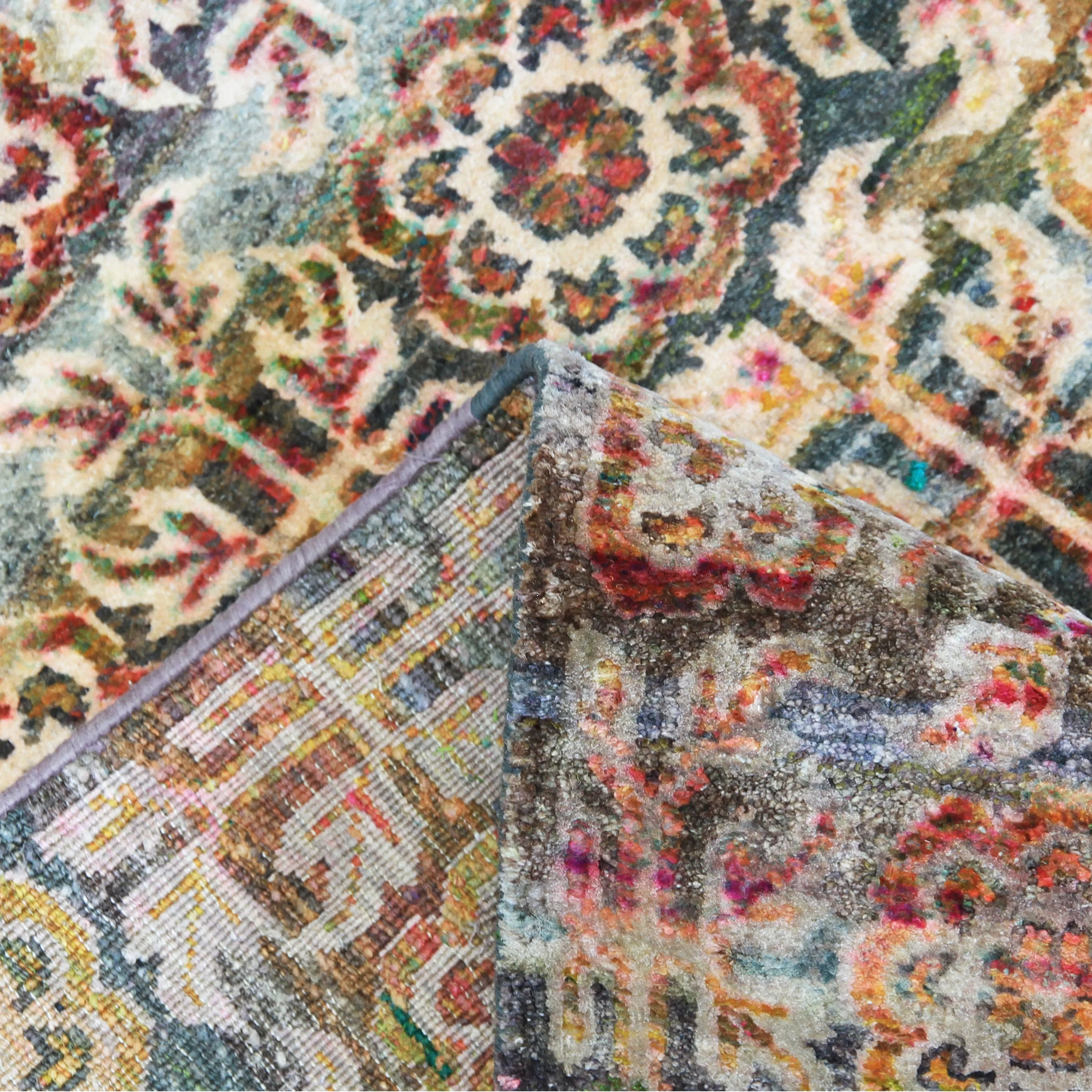 Multicolored Alchemy Transitional Silk Runner - 3' x 18'