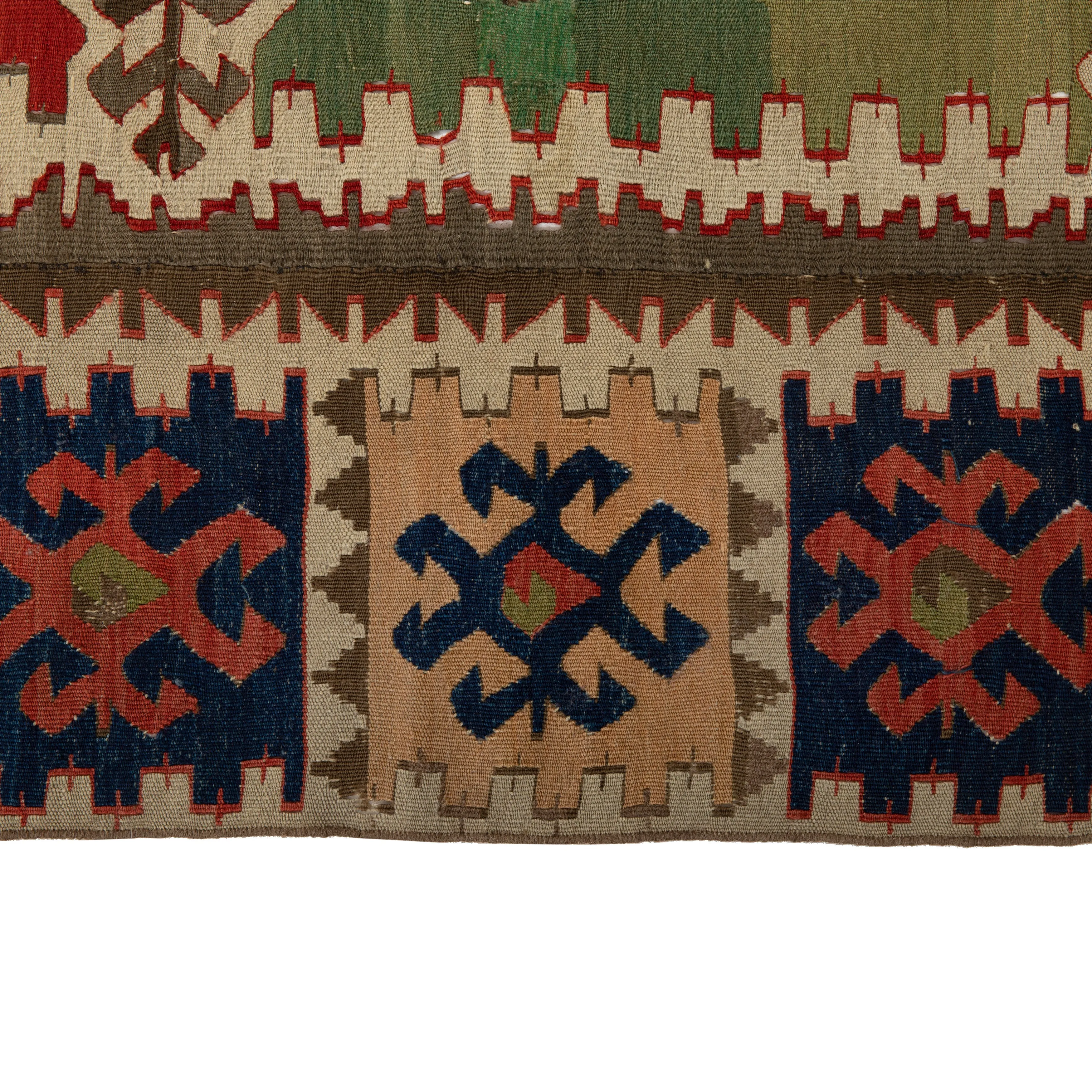 Multicolored Flatweave Wool Rug - 4'9" x 9'3"