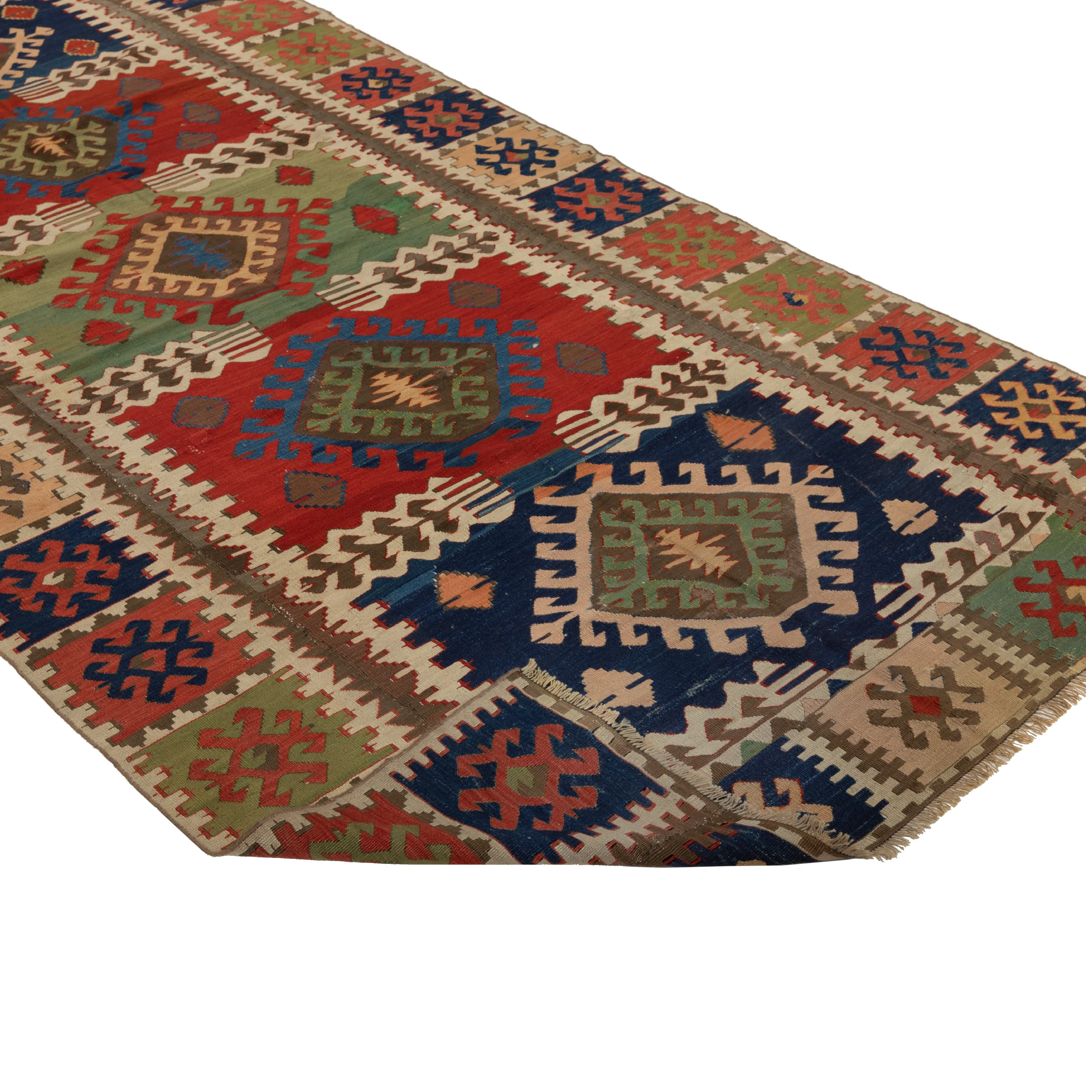 Multicolored Flatweave Wool Rug - 4'9" x 9'3"