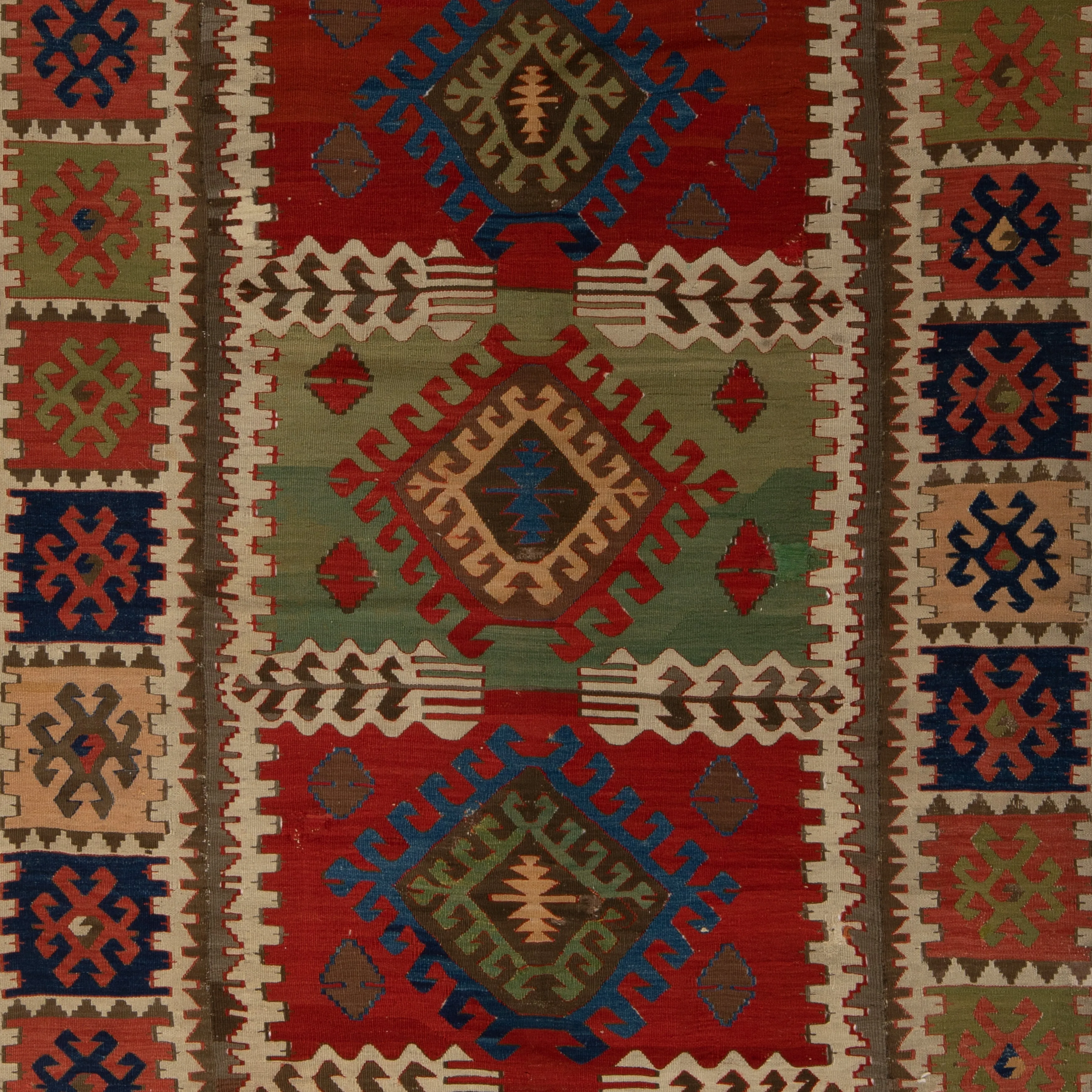 Multicolored Flatweave Wool Rug - 4'9" x 9'3"