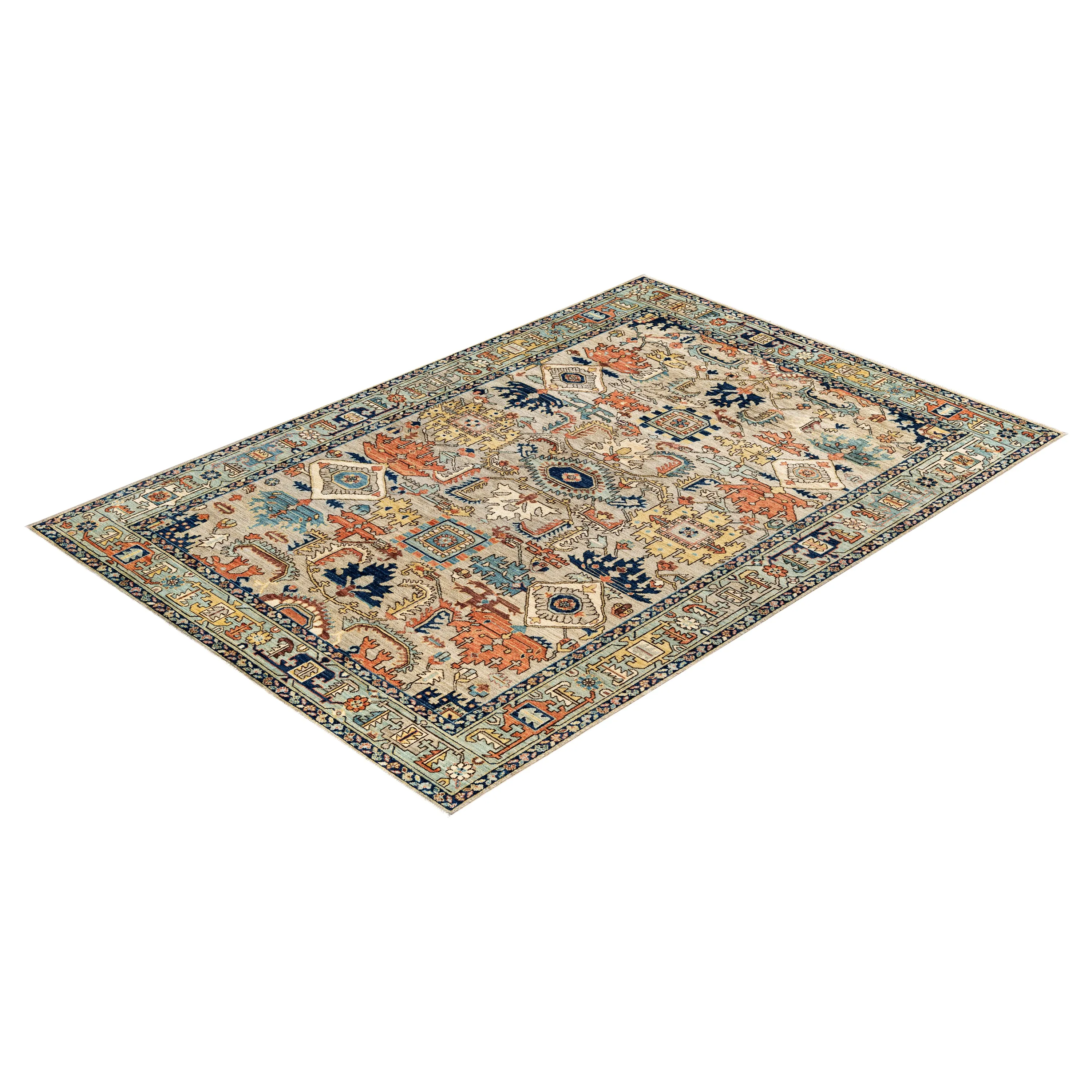 Multicolored Traditional Serapi Wool Rug - 6'2" x 8'10"