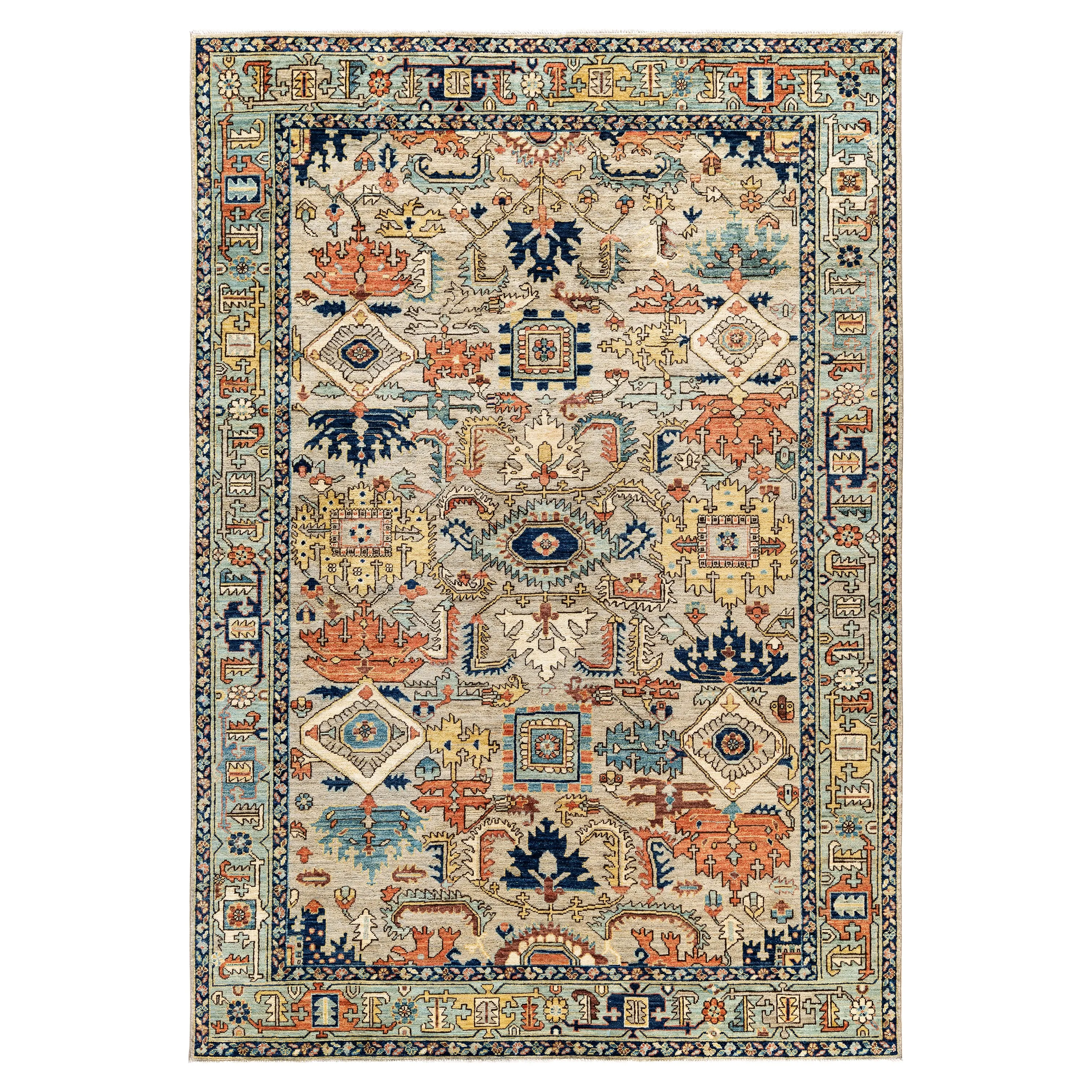 Multicolored Traditional Serapi Wool Rug - 6'2" x 8'10"