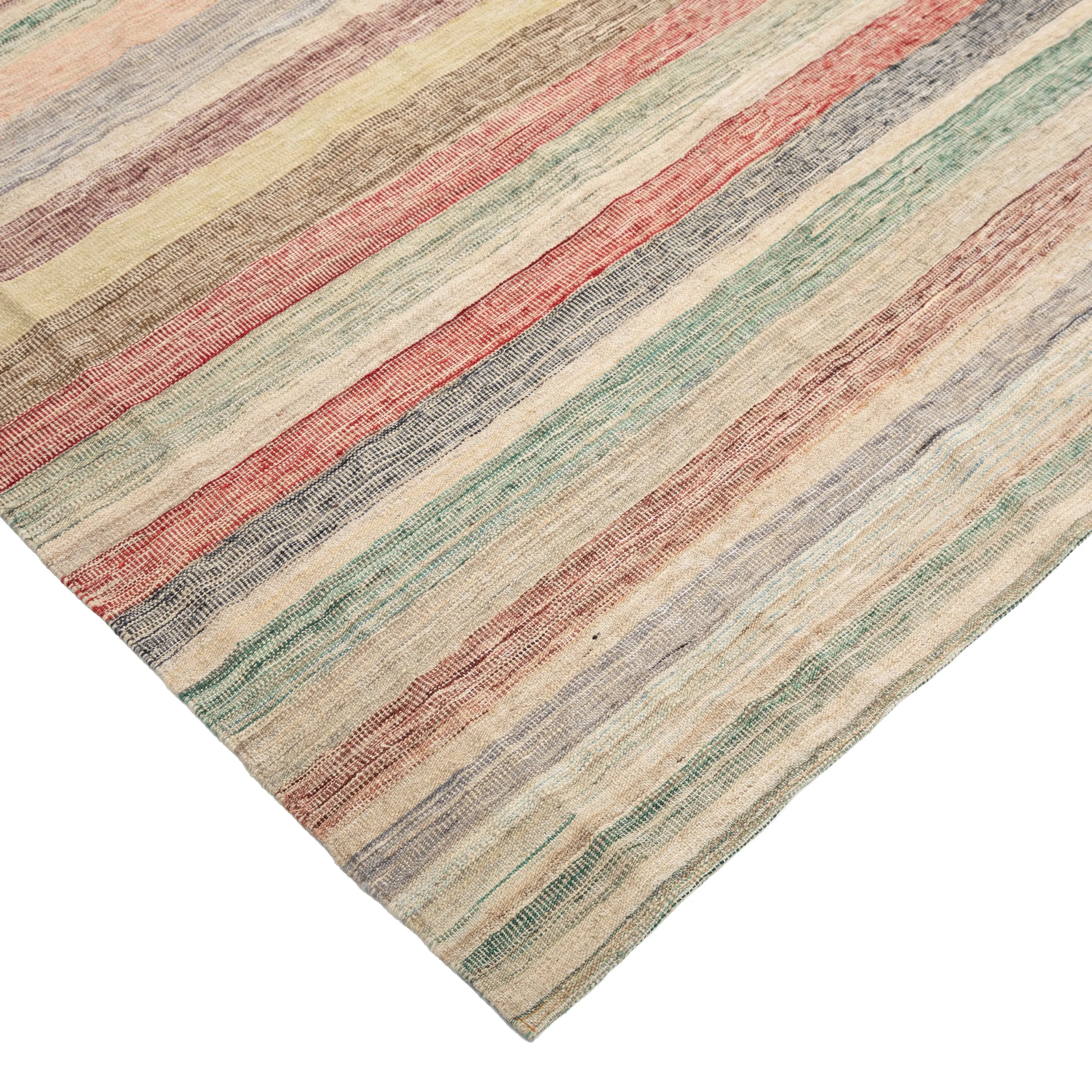 Multicolored Transitional Kilim Wool Rug - 8'11" x 12'9"