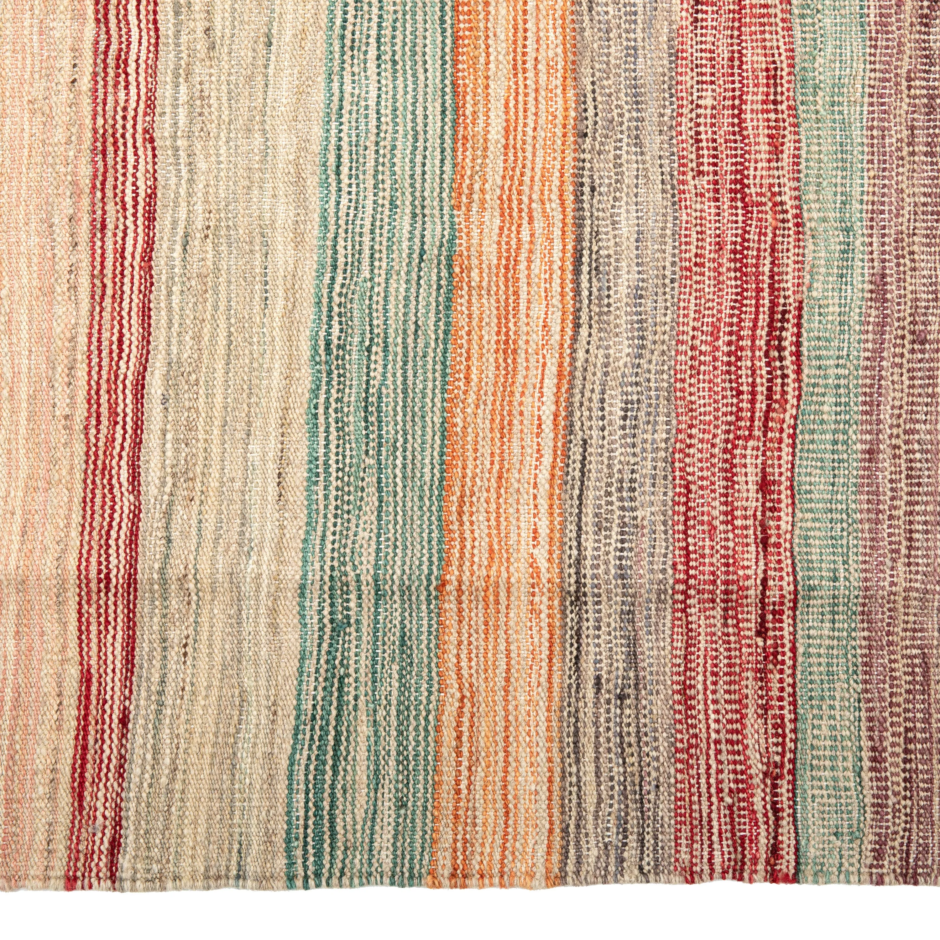 Multicolored Transitional Kilim Wool Rug - 8'11" x 12'9"