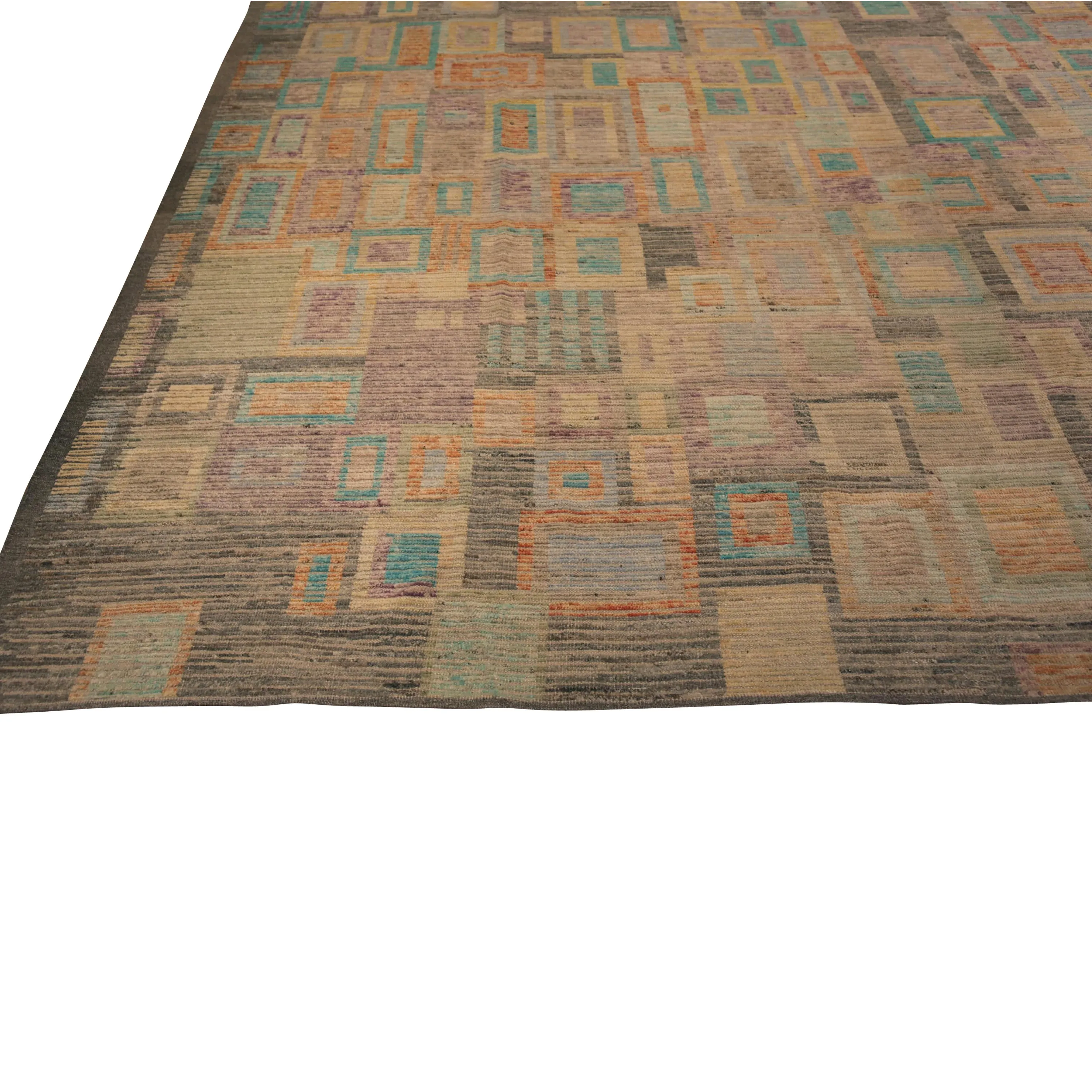 Multicolored Zameen Transitional Wool Rug - 13'7" x 16'1"