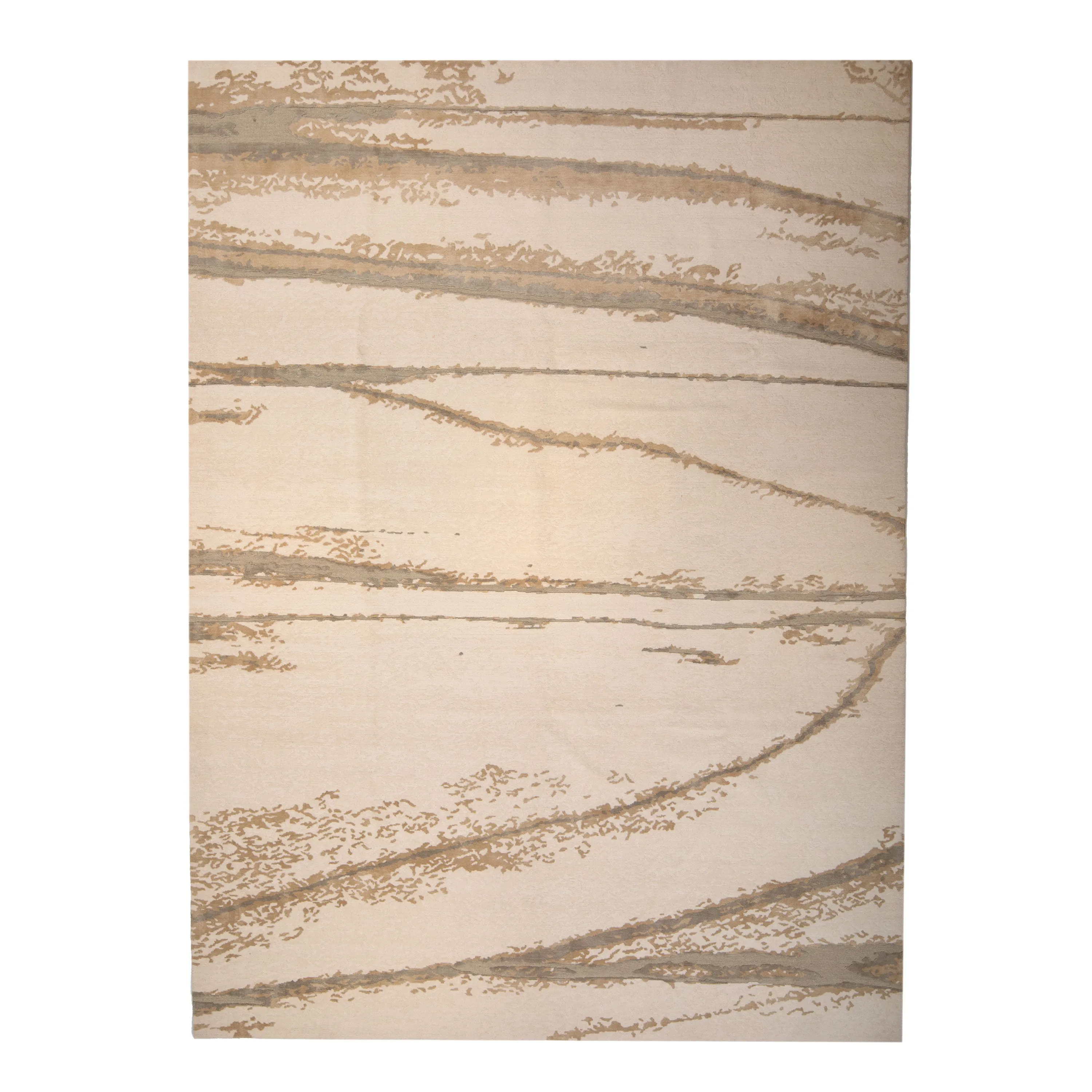 Natural Contemporary Wool Silk Rug - 9' x 12'