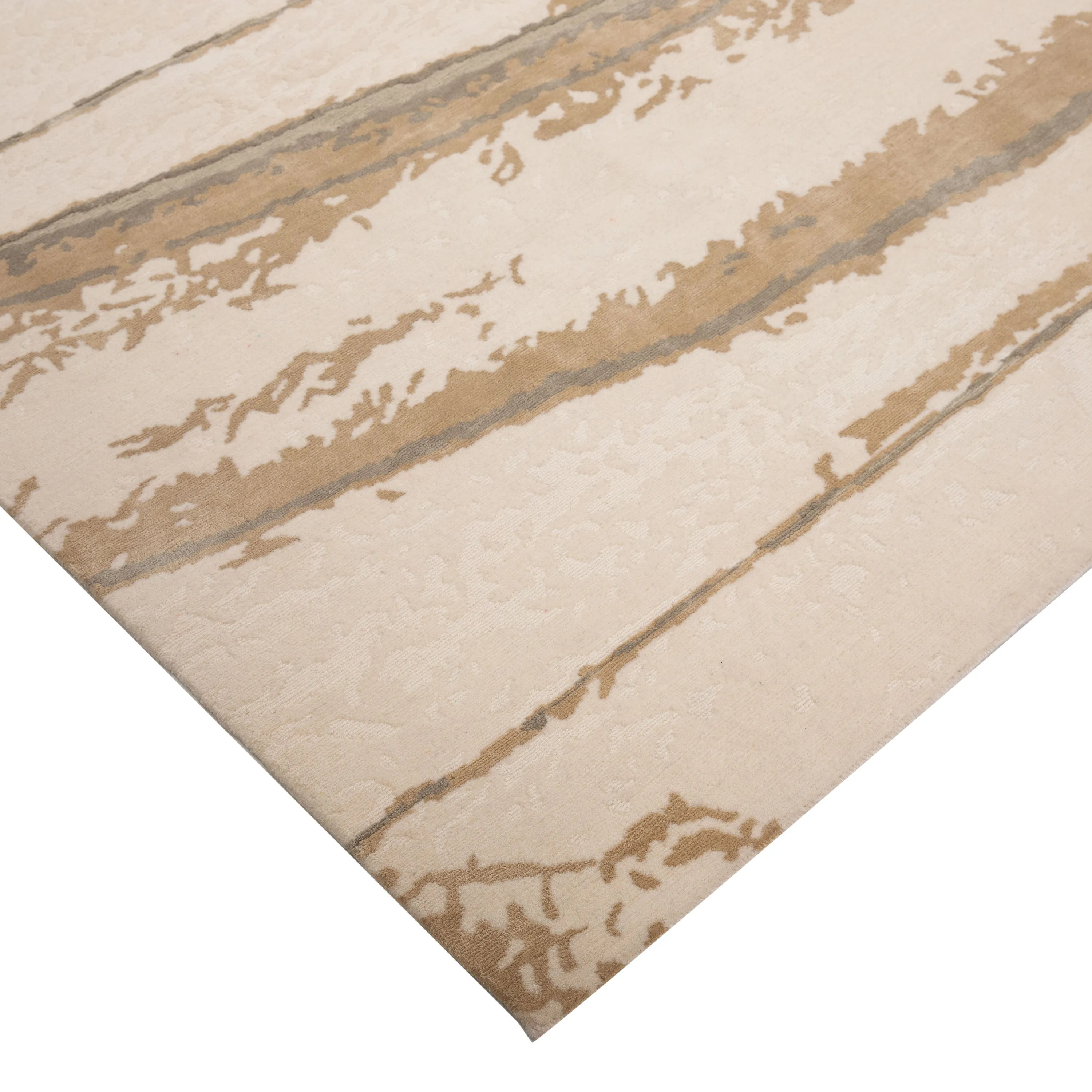 Natural Contemporary Wool Silk Rug - 9' x 12'