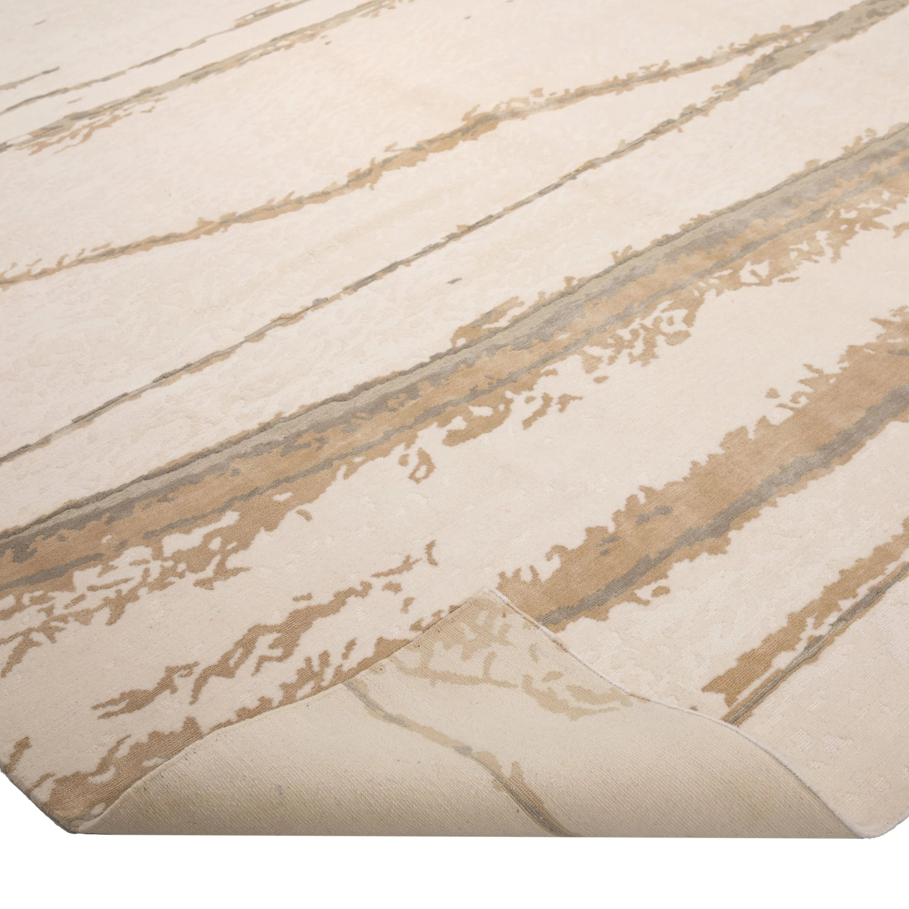 Natural Contemporary Wool Silk Rug - 9' x 12'