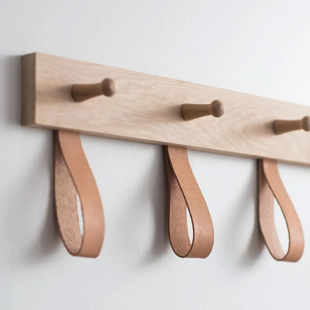 Oak and Leather Coat Hooks - 5 Funky Chunky