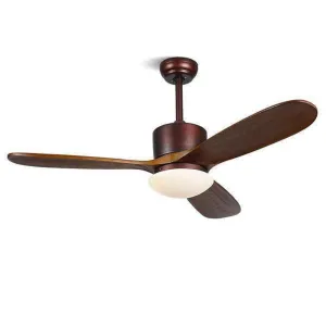 Ocean Wave 52" Ceiling Fan 3 Wooden Blade Light