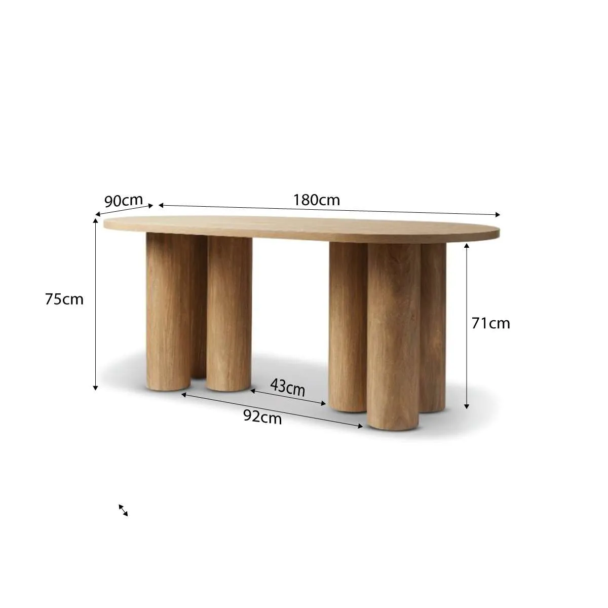 Otis Six Seater Dining Table - Pecan Mocka