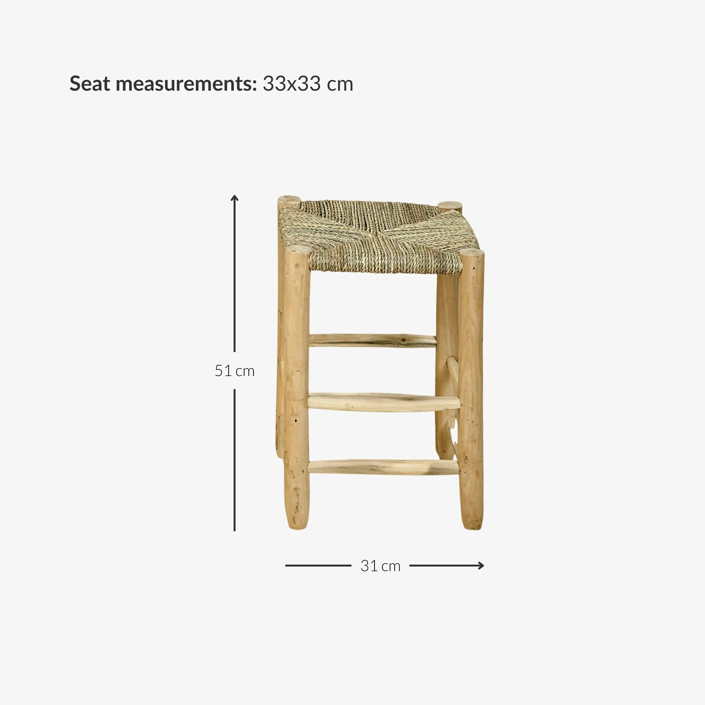 Palmerie Stool | Natural 37x37x50cm Zoco Home