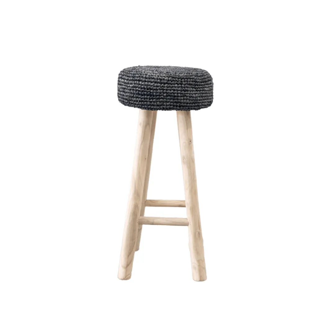 Raffia Bar stool | Black Zoco Home
