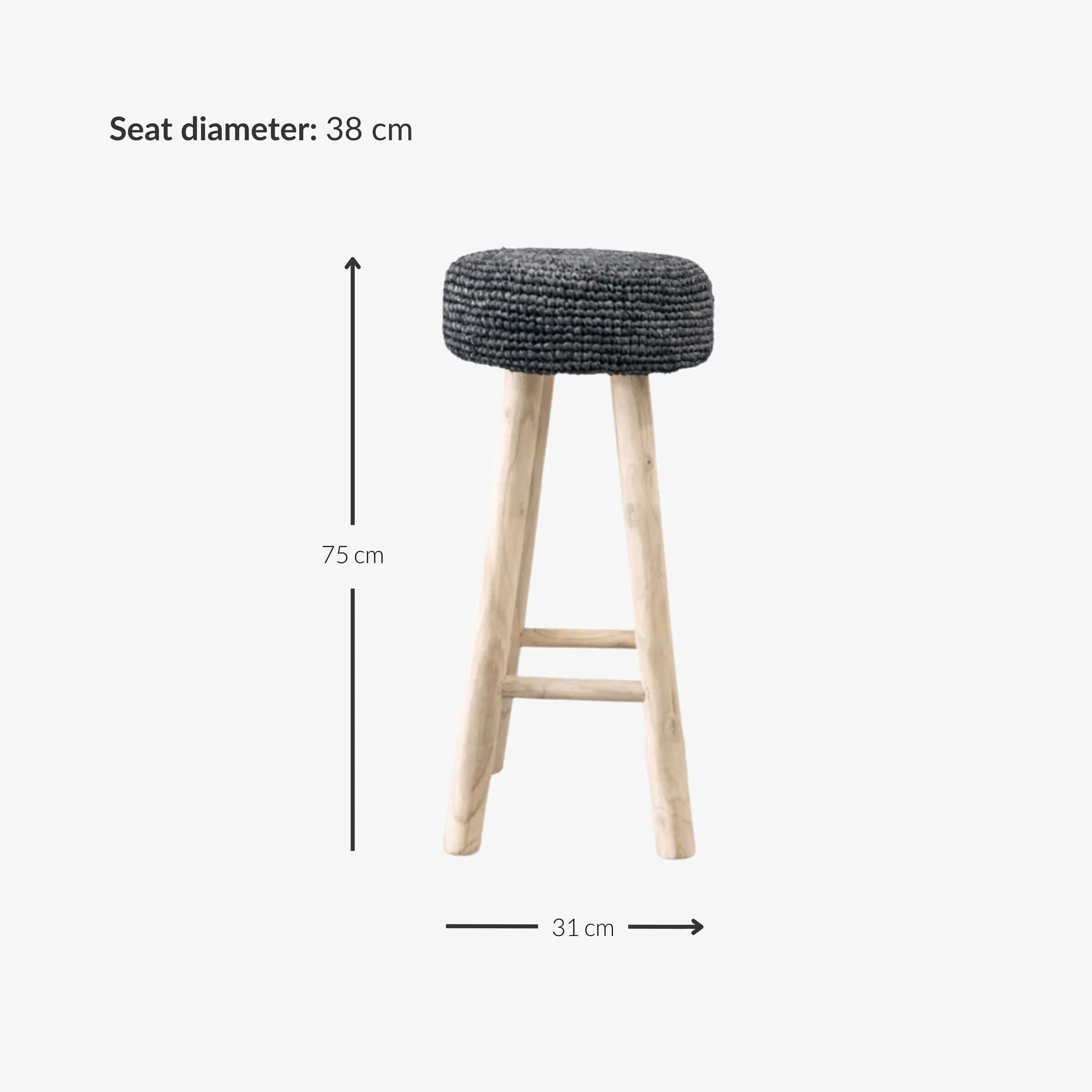 Raffia Bar stool | Black Zoco Home