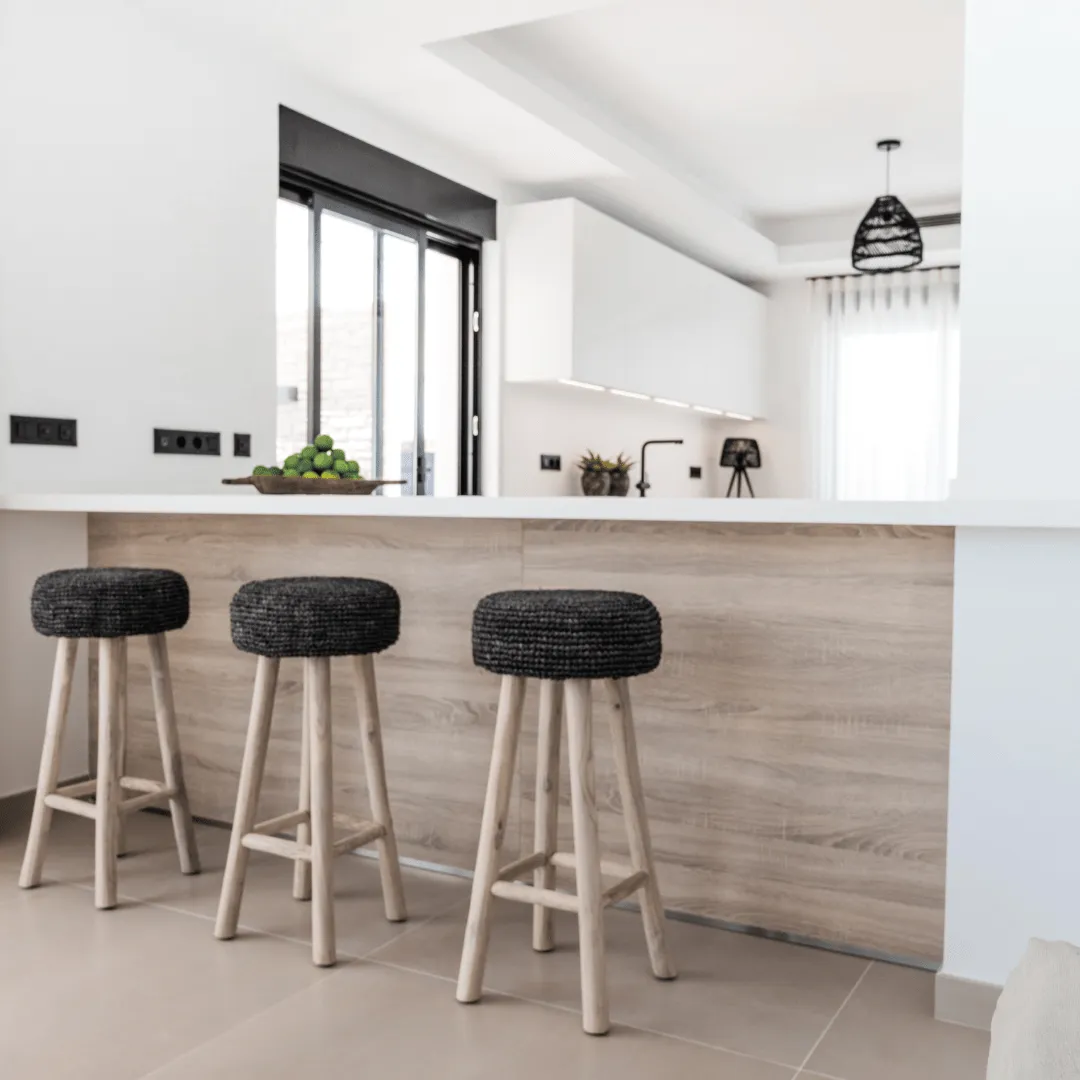 Raffia Bar stool | Black Zoco Home