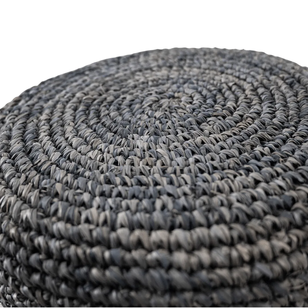 Raffia Bar stool | Black Zoco Home