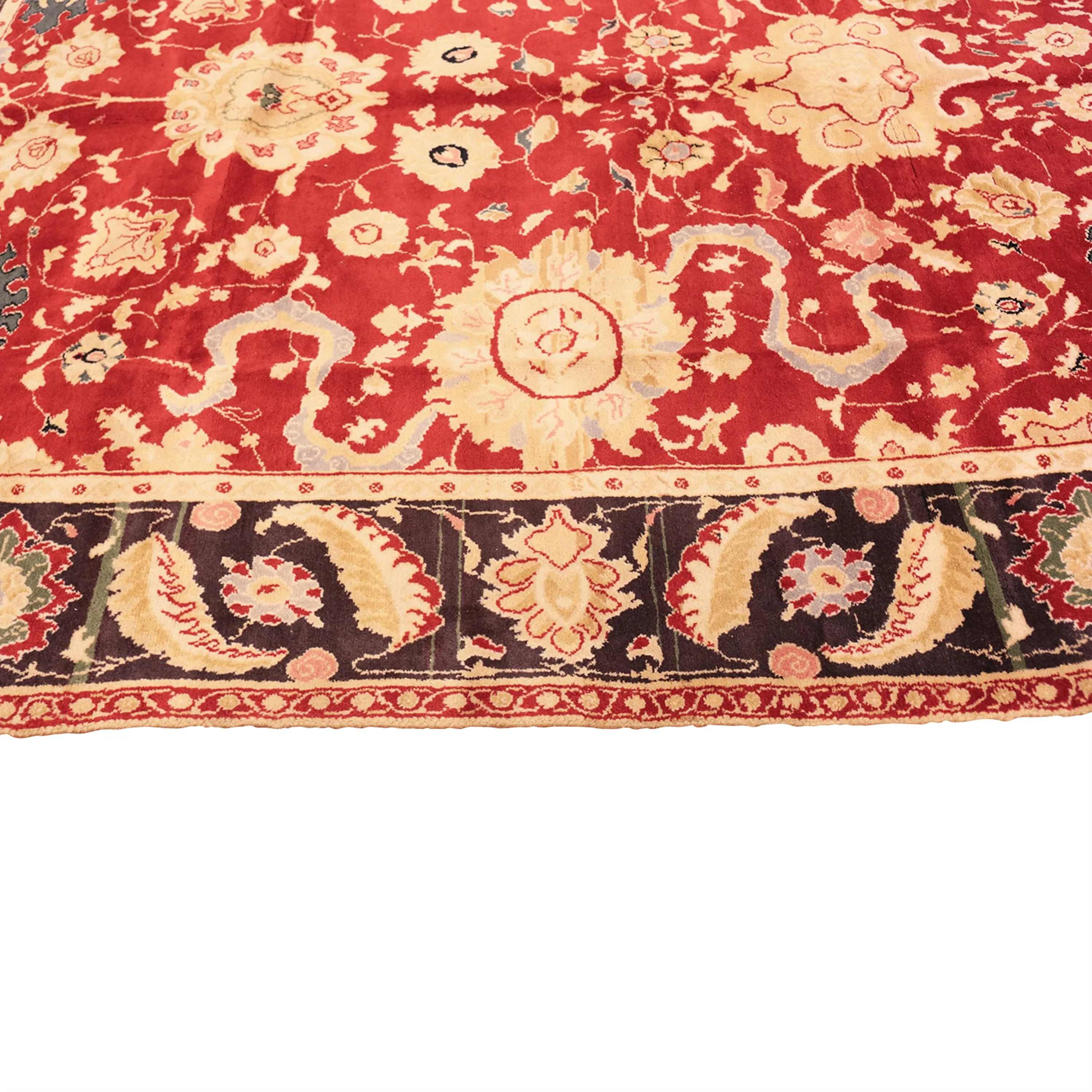 Red Vintage Traditional Indian Agra Rug - 7'9" x 10'
