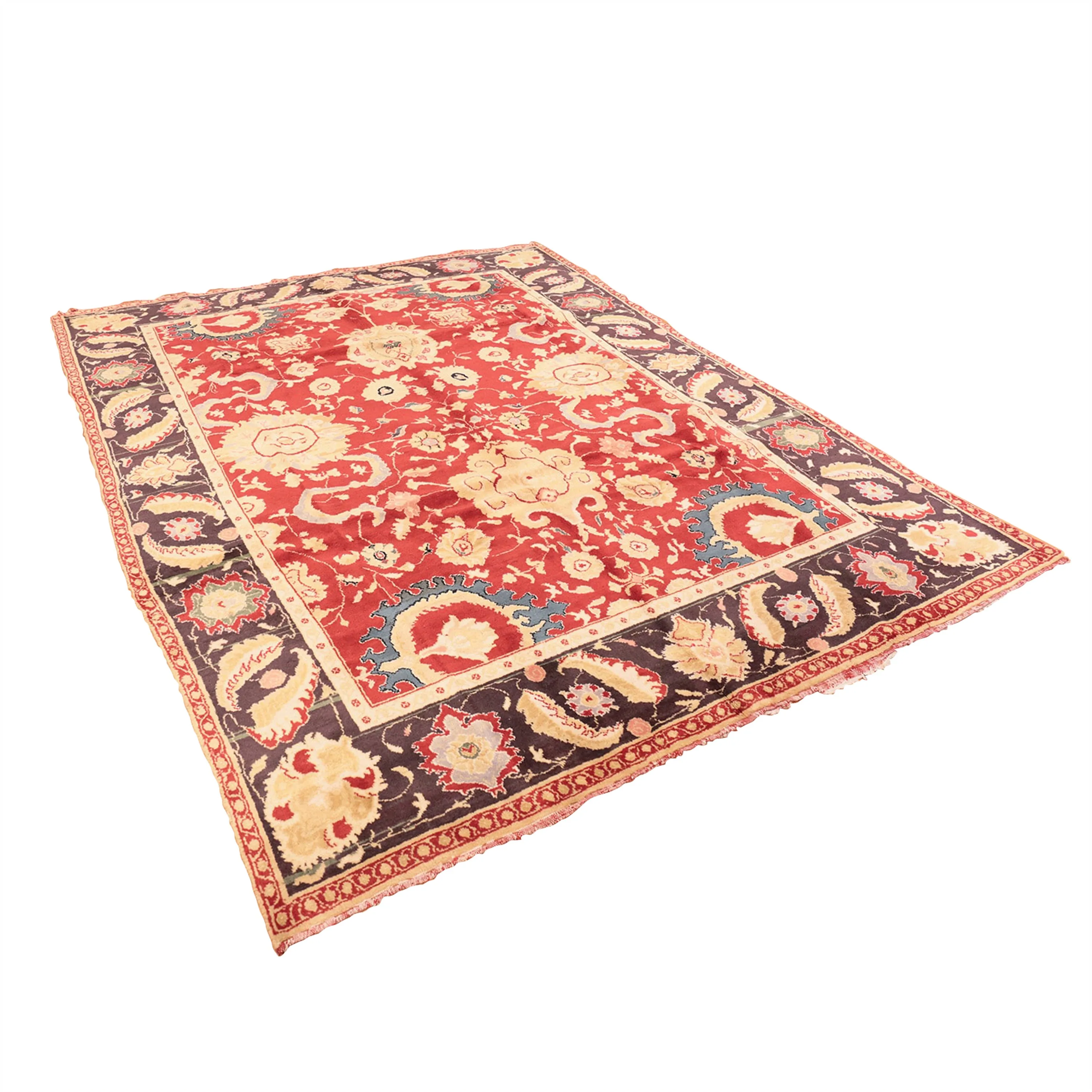 Red Vintage Traditional Indian Agra Rug - 7'9" x 10'
