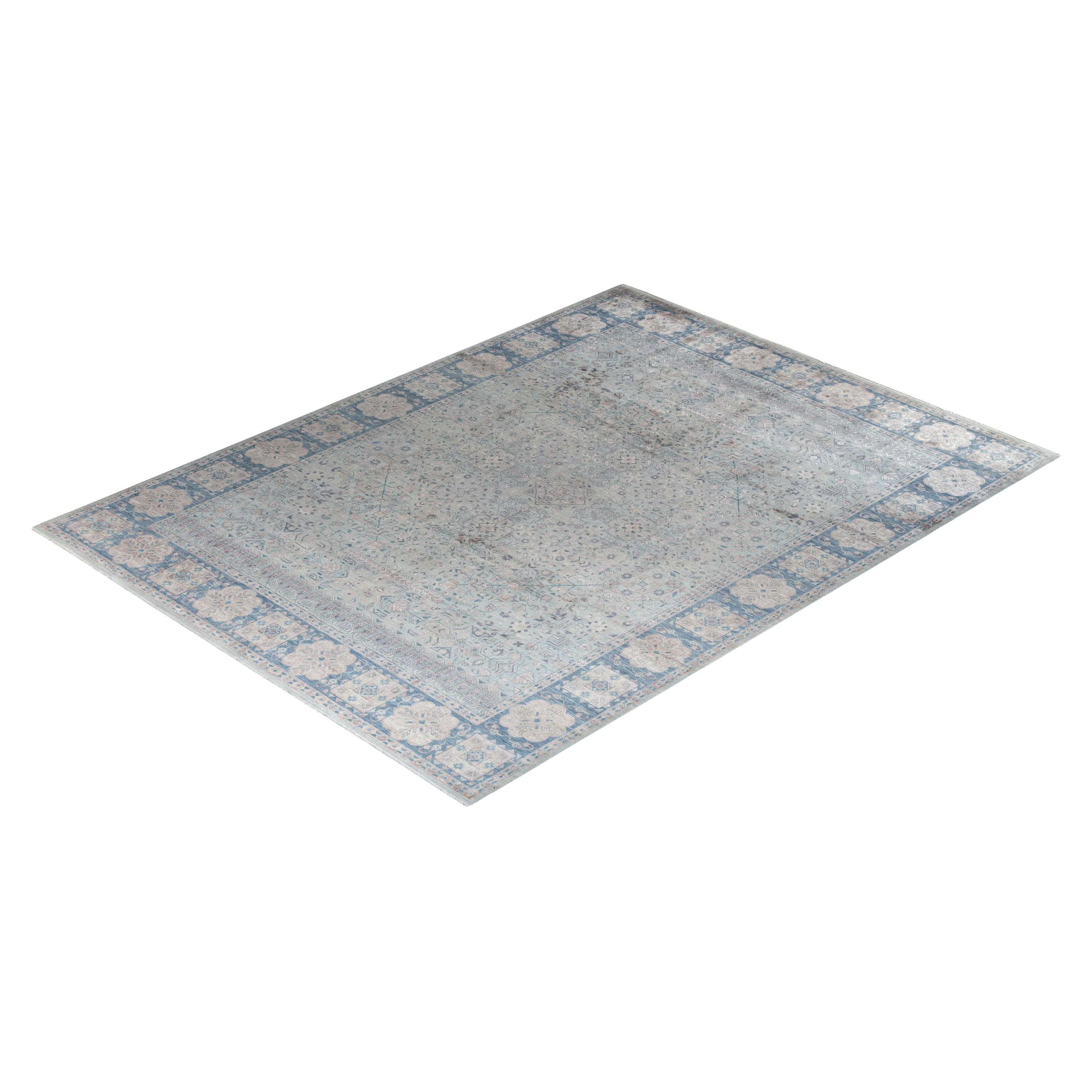 Sand Traditional Wool Silk Blend Rug - 9'2" x 12'2"