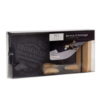 Slate And Wooden Cheese Knives Set Funky Chunky