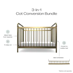 Sonata Bronze 3-in-1 Cot Conversion Bundle Mocka