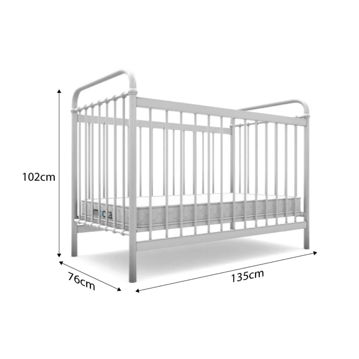 Sonata White 3-in-1 Cot Conversion Bundle Mocka