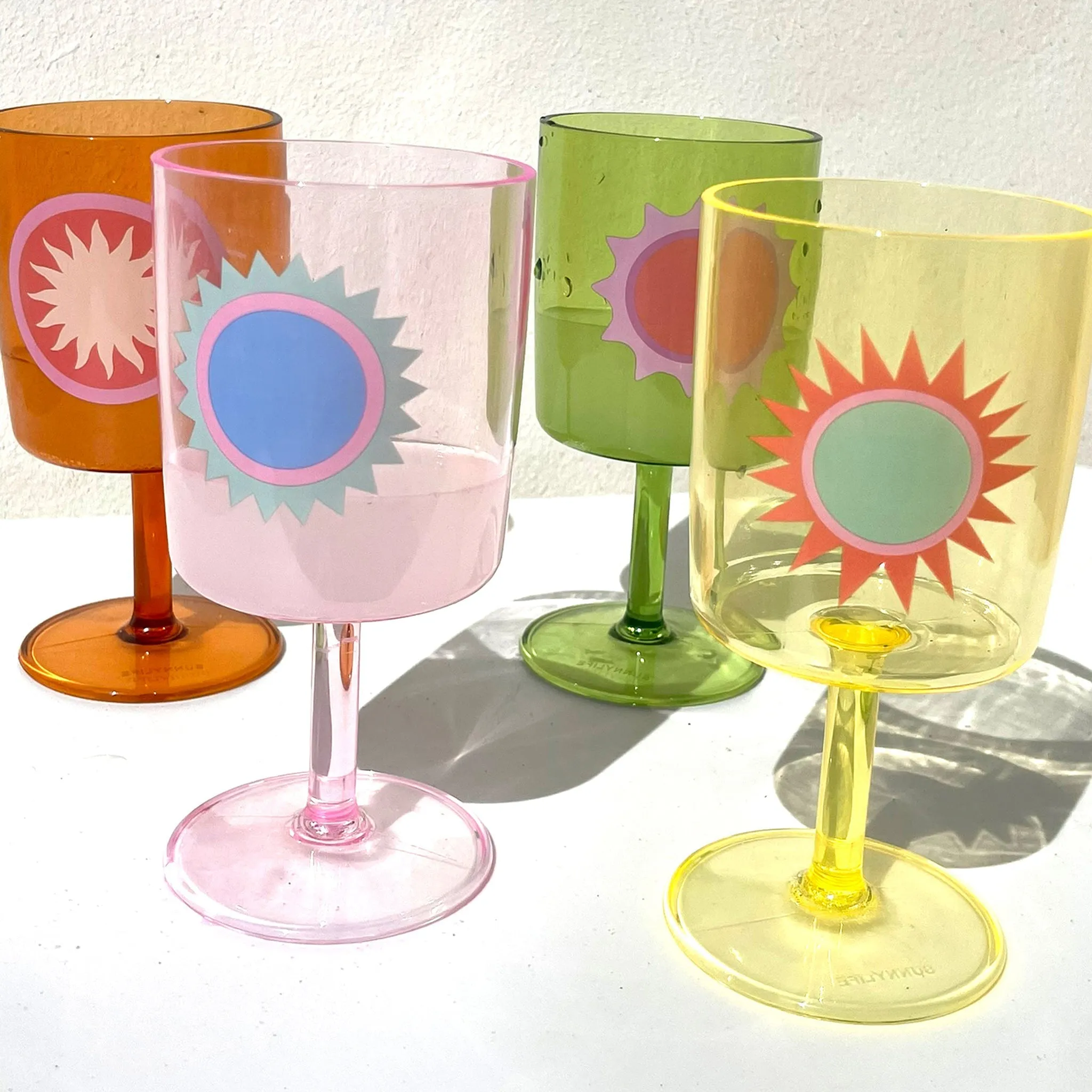 SUNNYLiFE Poolside Wine Glass Rio Sun Multi Set of 4