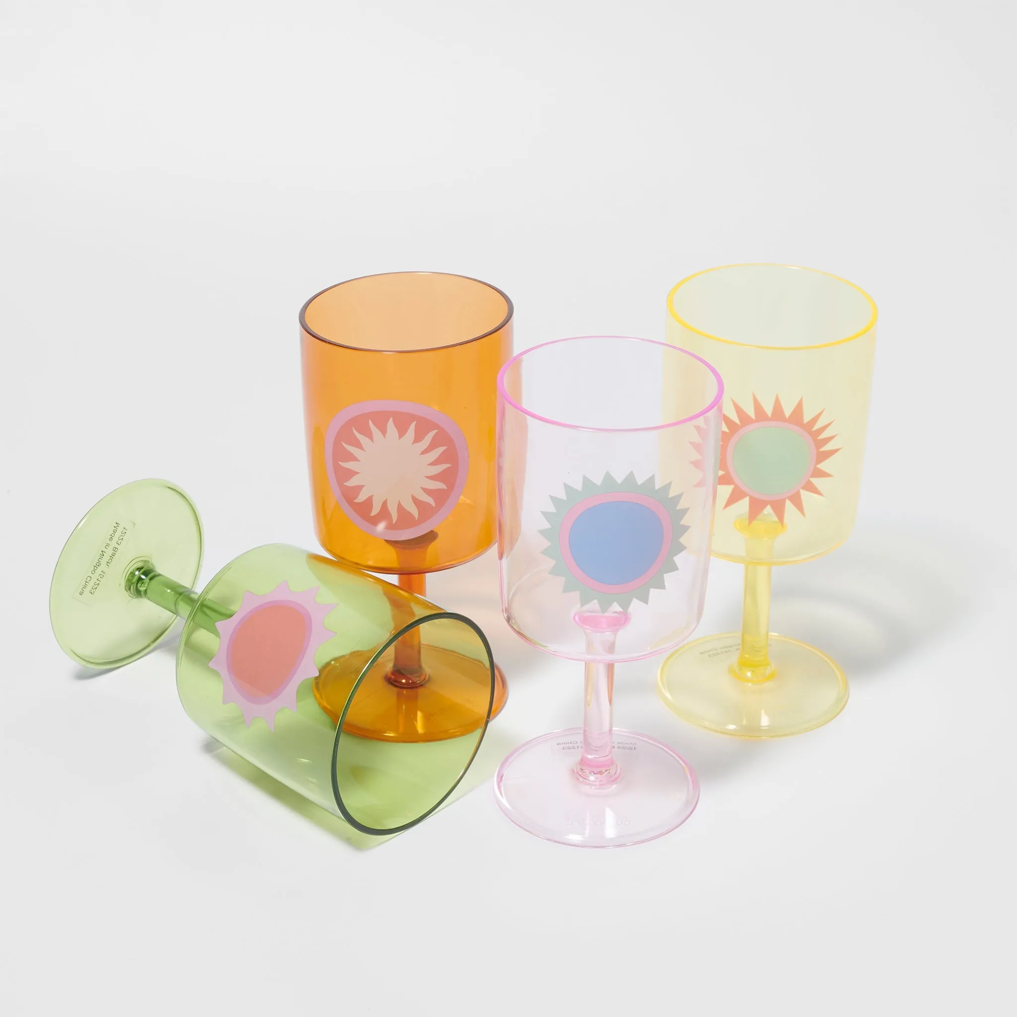 SUNNYLiFE Poolside Wine Glass Rio Sun Multi Set of 4
