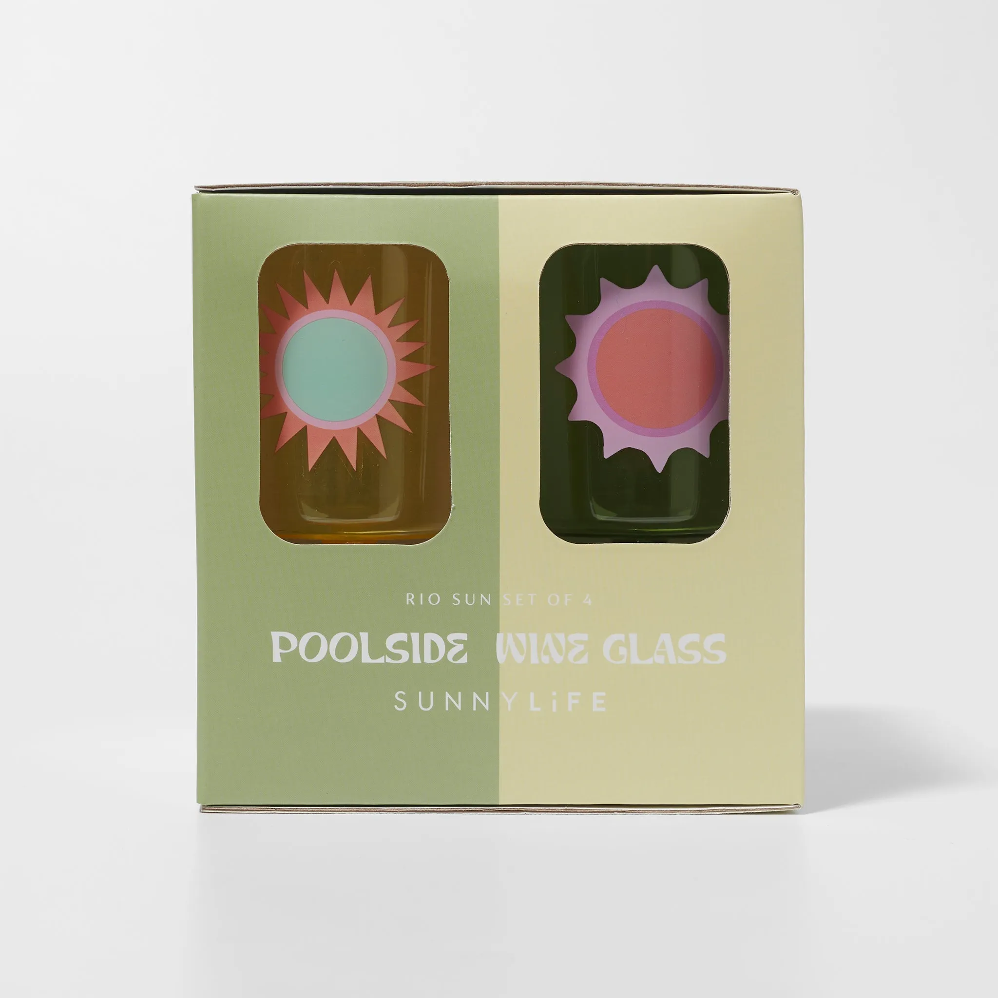 SUNNYLiFE Poolside Wine Glass Rio Sun Multi Set of 4