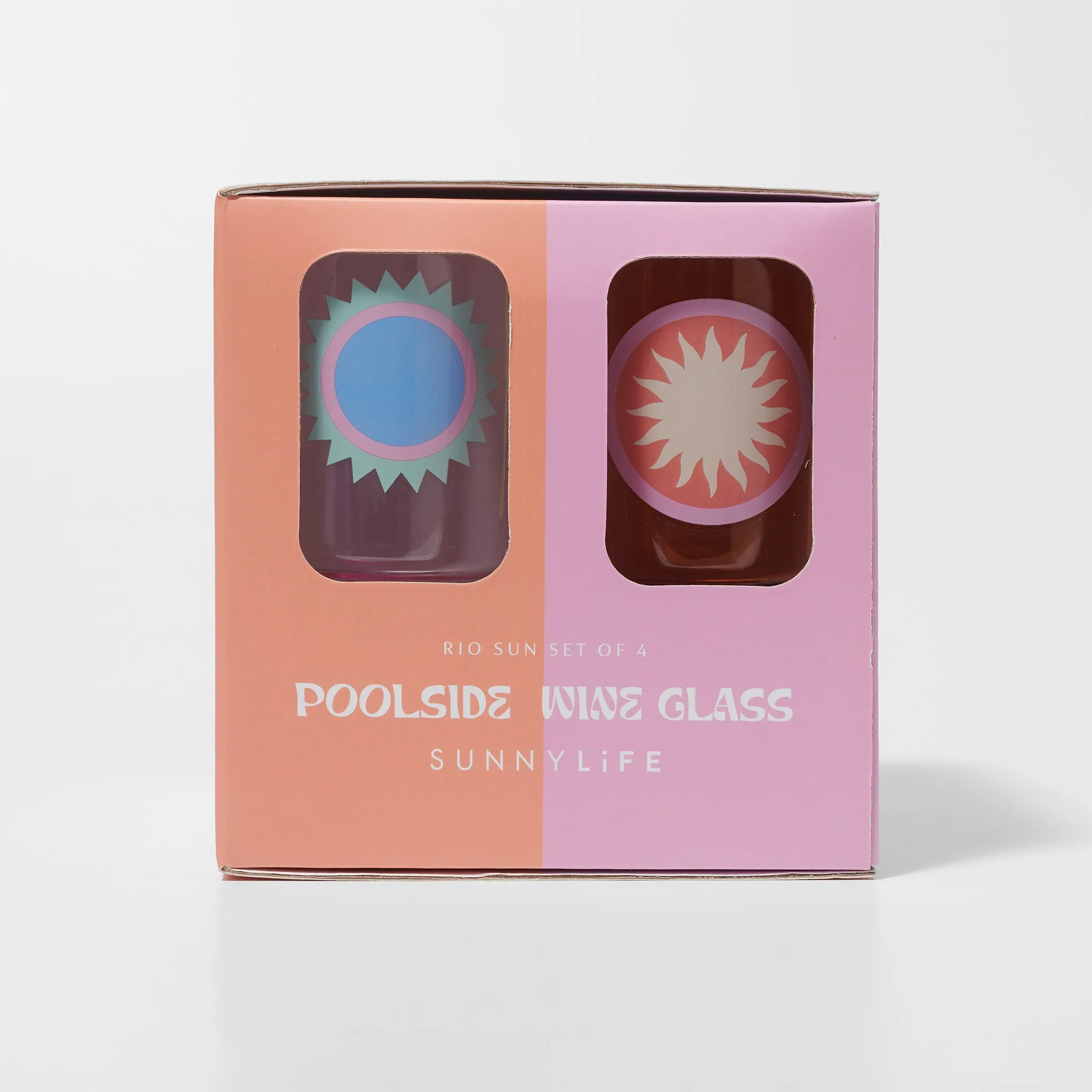 SUNNYLiFE Poolside Wine Glass Rio Sun Multi Set of 4