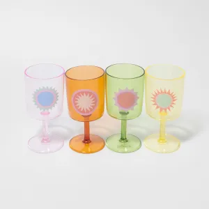 SUNNYLiFE Poolside Wine Glass Rio Sun Multi Set of 4