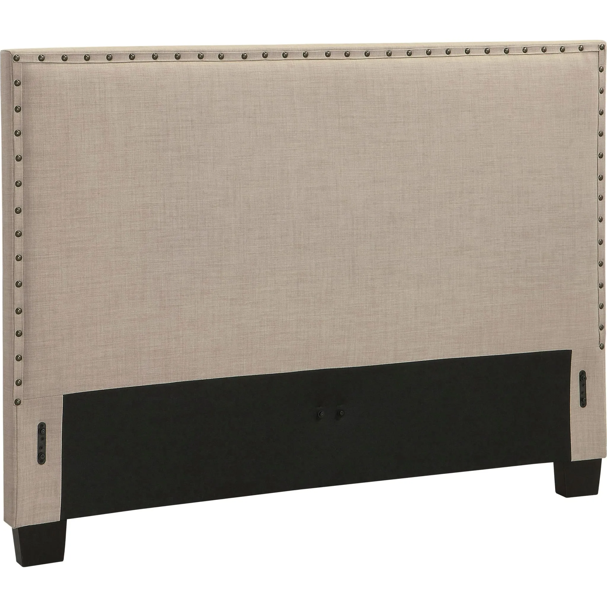 Tavel Nailhead Upholstered Headboard in Toast Linen Modus